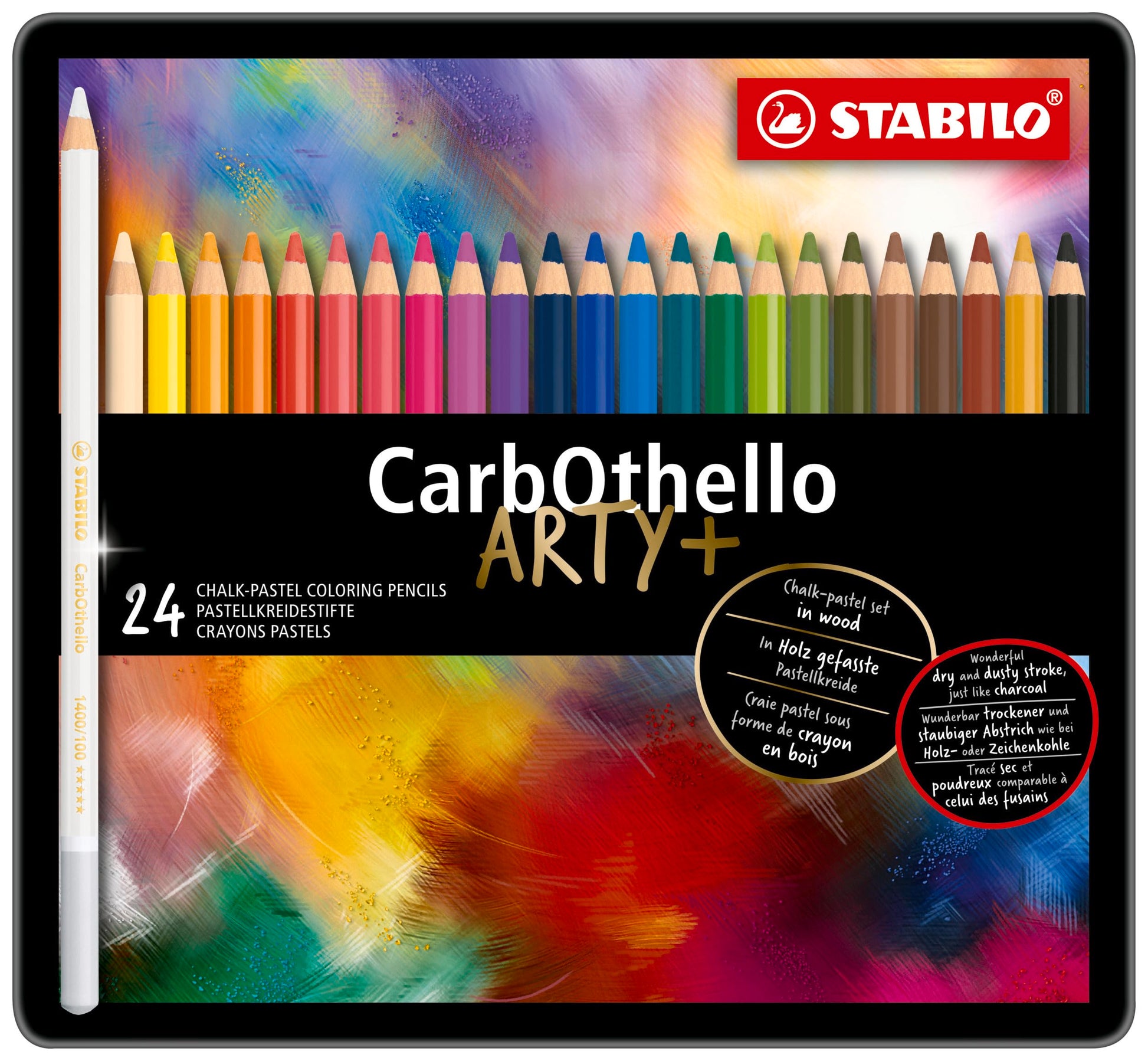 Lápiz Pastel STABILO ARTY+ Multicolor Estuche Metálico Set de 24 Piezas