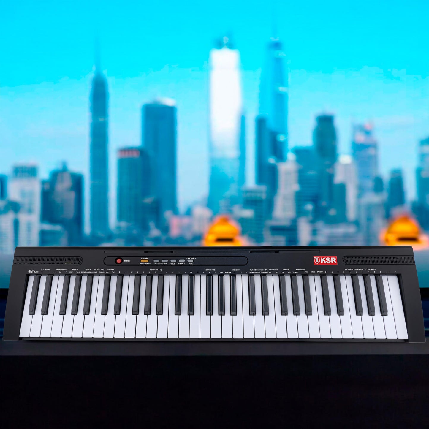 Teclado Musical Kaiser Negro con 61 Teclas Iluminadas y Más Funciones MTC-5500