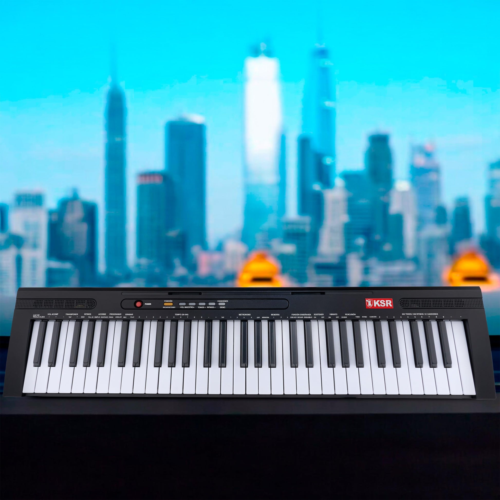 Teclado Musical Kaiser Negro con 61 Teclas Iluminadas y Más Funciones MTC-5500