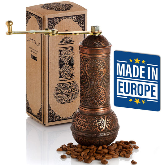 Crystalia - Molinillo de café recargable, auténtico molino manual con molinillo ajustable, molino de café antiguo con manivela, grosor ajustable