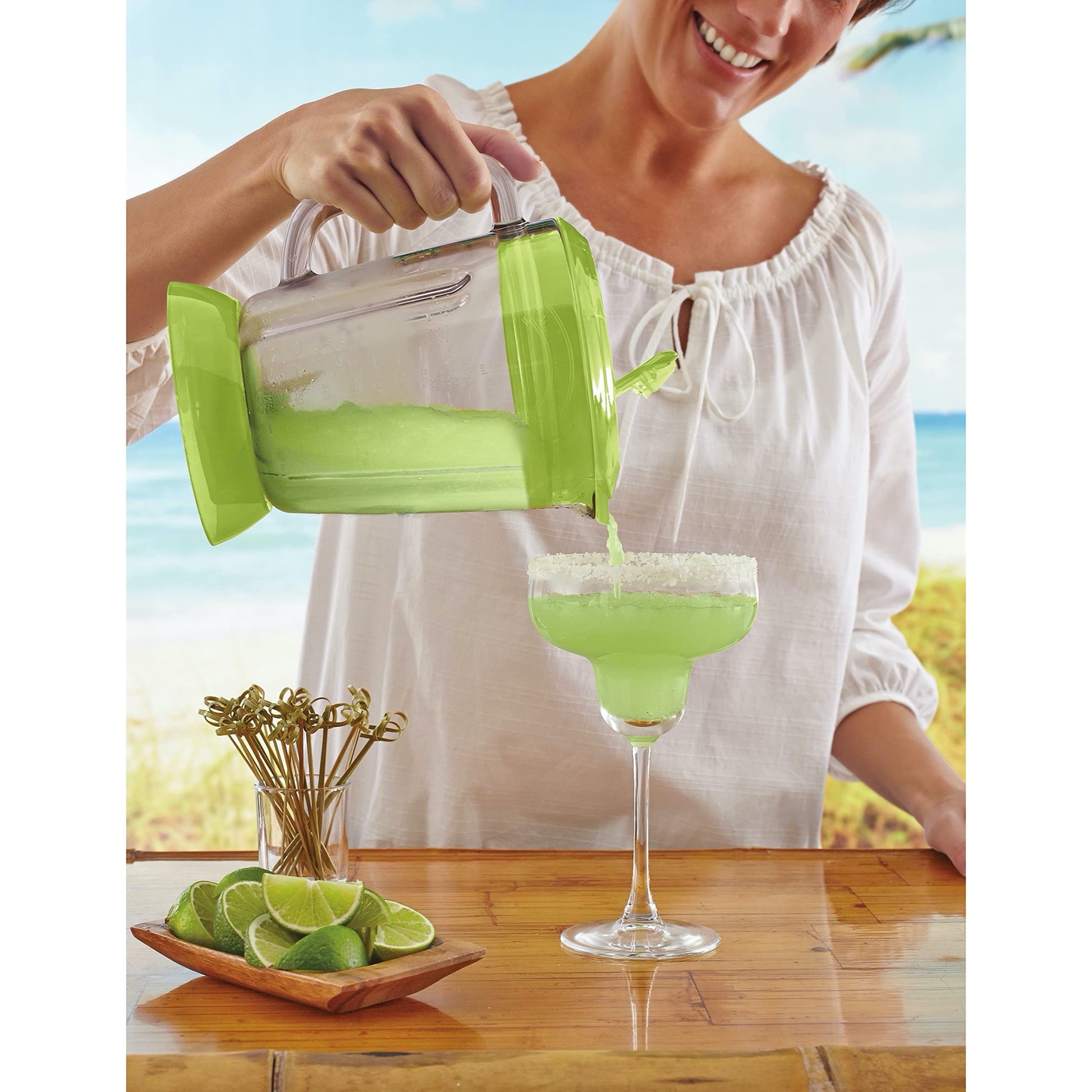 Margaritaville Bahamas - Máquina de margarita congelada de doble modo para uso doméstico con mezclador sin cerebro y jarra de 30 onzas, acero inoxidable