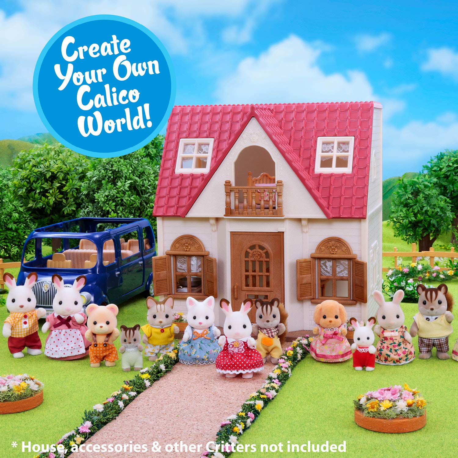 Calico Critters Pookie Panda Family, muñecas, Cifras de casa de muñecas, Juguetes coleccionables con 4 Cifras Incluidas