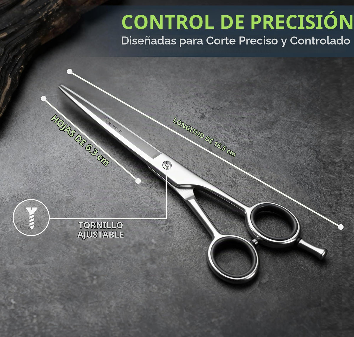Ruvanti Tijeras profesionales para cortar el cabello - Cuchillas afiladas Tijeras para el cabello / Tijeras de peluquero / Tijeras para bigote - Tijeras para el cabello de acero inoxidable J2 - 6.5 "- Tijeras para corte de cabello / peluquería para niños,
