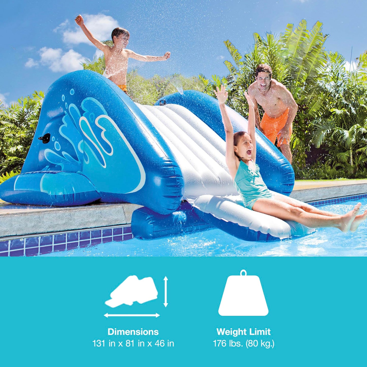 INTEX Tobogán de Agua, Inflable Play Center, 342,9 x 205,7 x 127 cm para Edades de 6 +