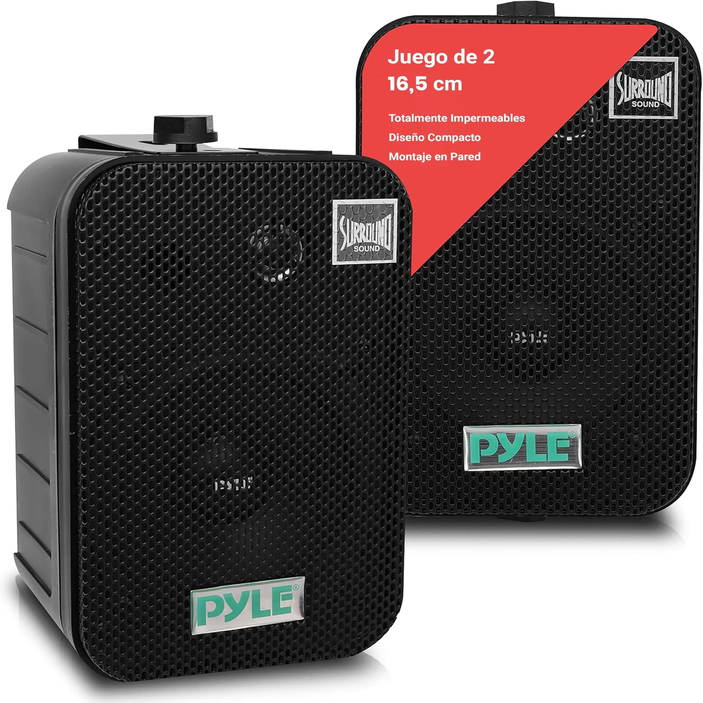 Pyle Home PDWR50B 6.5". Bocinas Contra Agua para Interiores y Exteriores, Negros