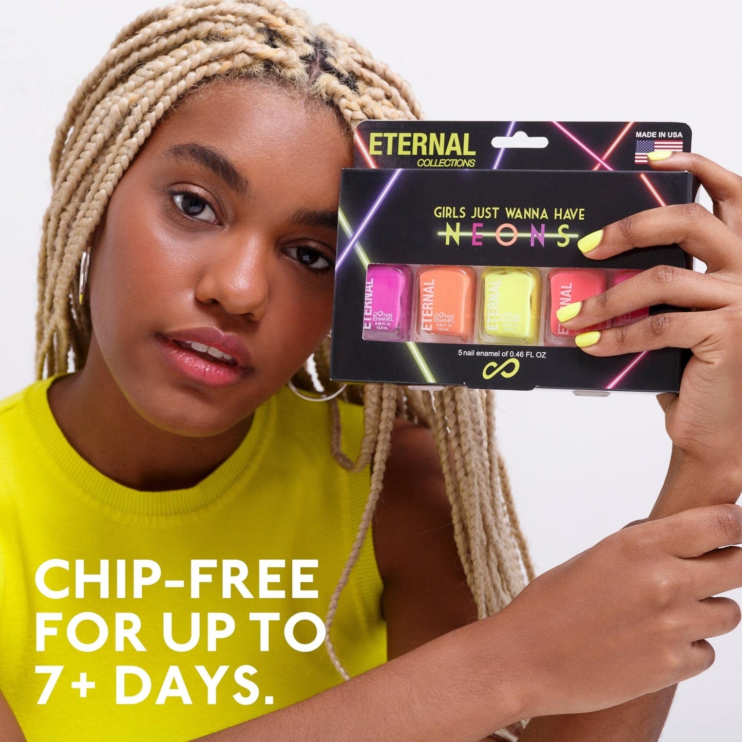 Eternal Colección – Juego de 5 piezas: Larga duración, secado rápido, esmalte de uñas de brillo espejo – endurecedor, acabado brillante y brillante – 0,46 onzas fluidas cada uno (Neons)