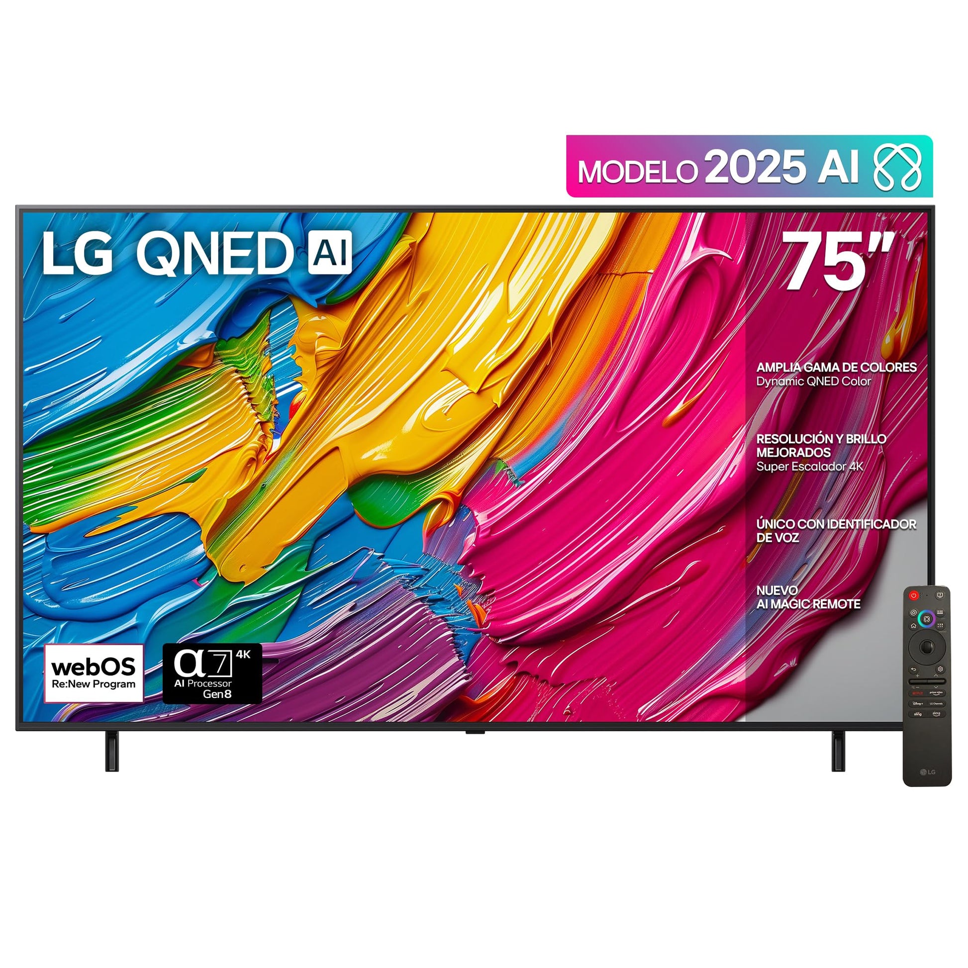 LG Pantalla 75 Pulgadas QNED AI QNED80 4K Smart TV 2025
