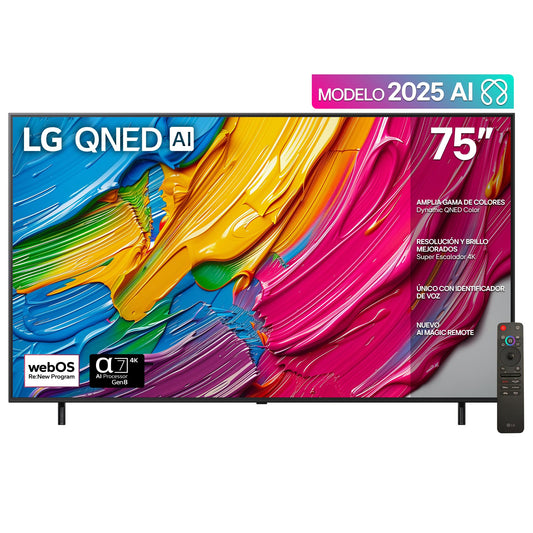 LG Pantalla 75 Pulgadas QNED AI QNED80 4K Smart TV 2025