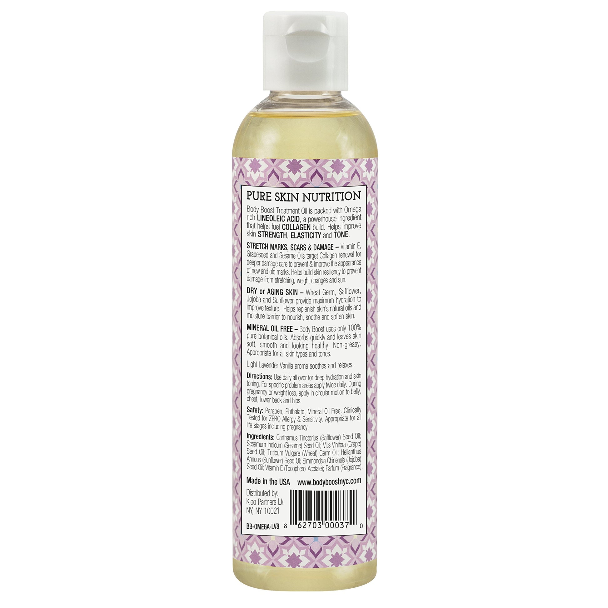 Body Boost Lavender Vanilla Stretch Mark Oil 8oz, Pregnancy and Nursing Safe Skin Care