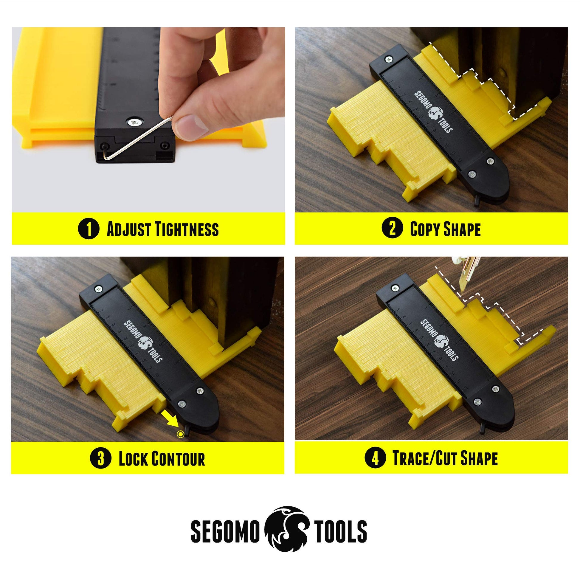 Herramienta de Medidor de Contorno Segomo Tools Rojo con Bloqueo de 2 Piezas