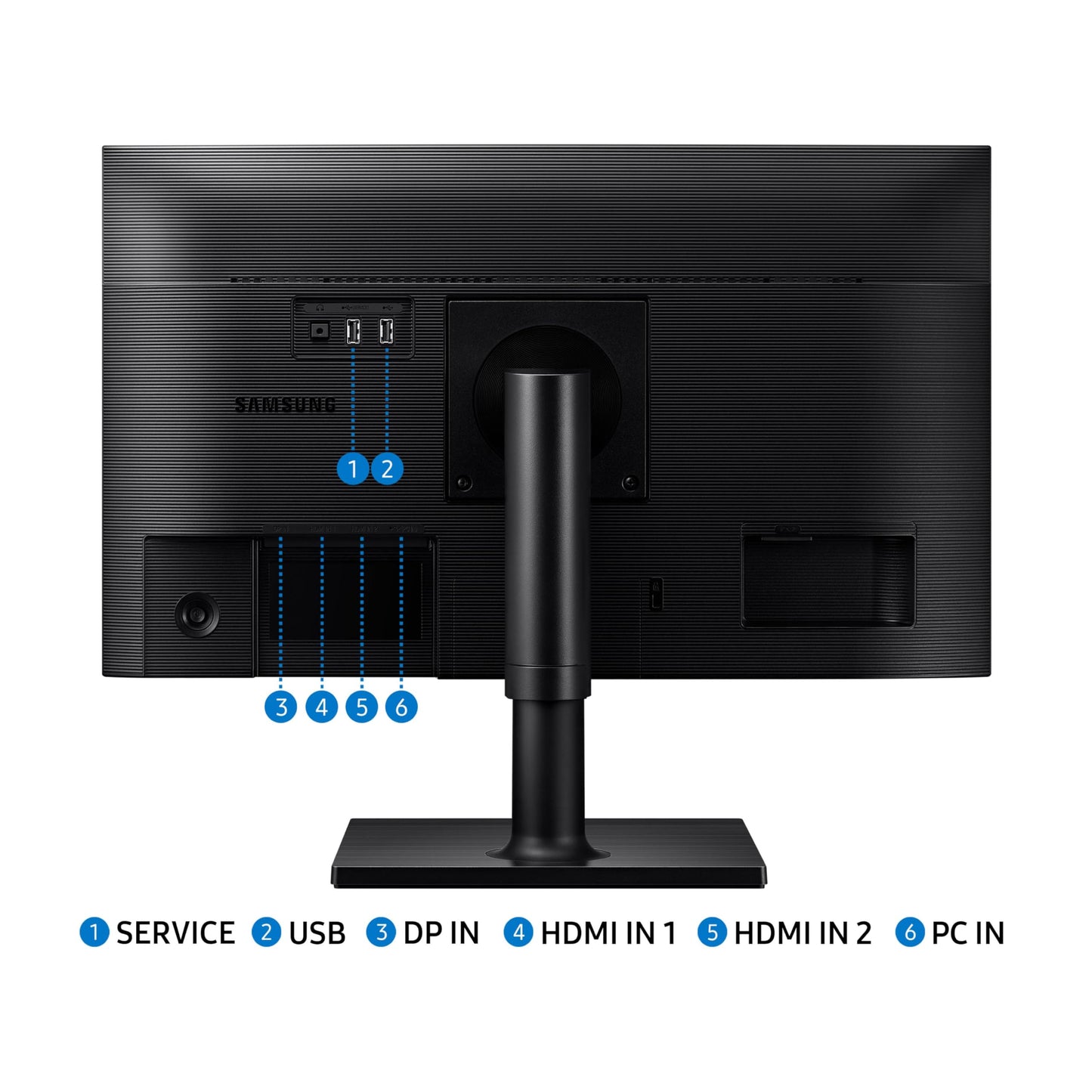 SAMSUNG FT45 Series Monitor de computadora FHD 1080p de 24 Pulgadas, 75 Hz, Panel IPS, HDMI, DisplayPort, concentrador USB, Soporte de Altura Ajustable, WRNTY de 3 años (LF24T454FQNXGO), Negro