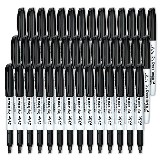 Lelix - Paquete de 42 marcadores de borrado en seco para punta de cincel, marcadores de pizarrón blanca a granel para la escuela, suministros de oficina, perfectos para escribir en pizarrón blanca, espejo, calendario