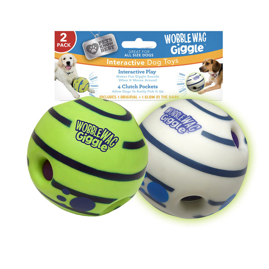 Juguetes Interactivos Wobble Wag Giggle Ball Paquete de 2 Verde Sonidos de Risita para Perros