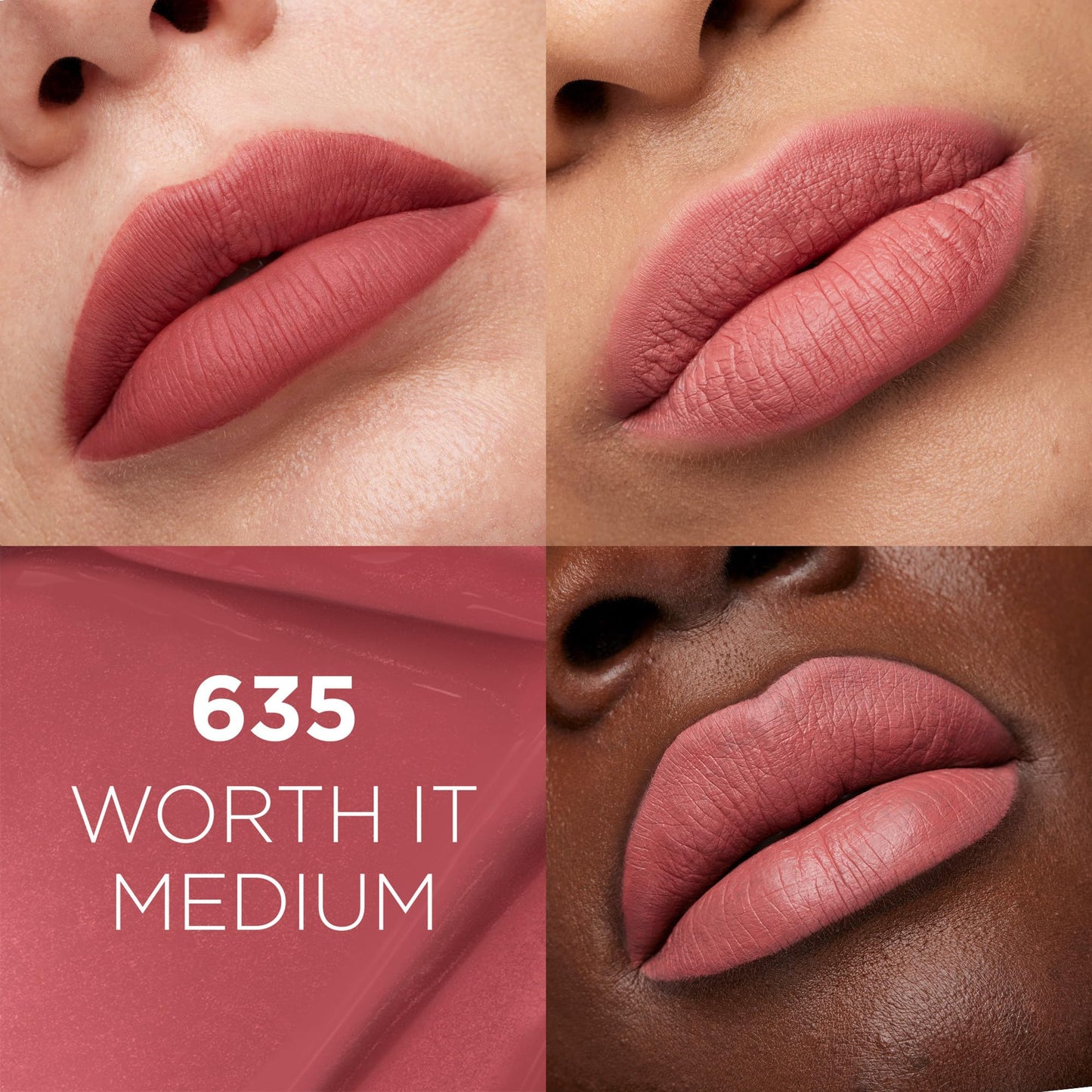 L'Oréal Paris, Infallible Matte Resistance Nudes, Labial Líquido Mate Larga Duración 16hr, Color Intenso con Ácido Hialurónico, Tono Worth It Medium 635, 5ml
