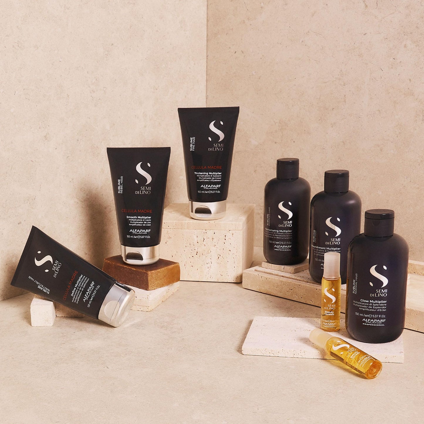 Pack de 12 Ampolletas Alfaparf Semi Di Lino Cellula Madre Beauty Genesis para Cabello. Tratamiento reparador y revitalizante con células madre. ¡Restaura tu cabello desde la raíz! Ideal para pelo dañado y sin vida.