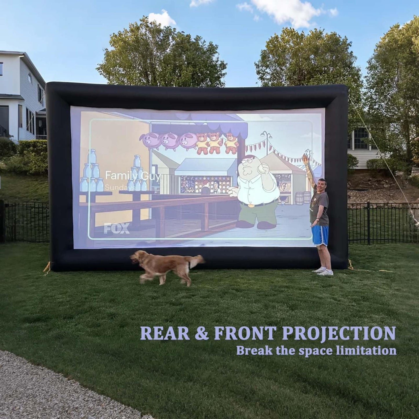 CZGBRO - visualización de cine inflable para exteriores, visualización de proyector de 25 pies