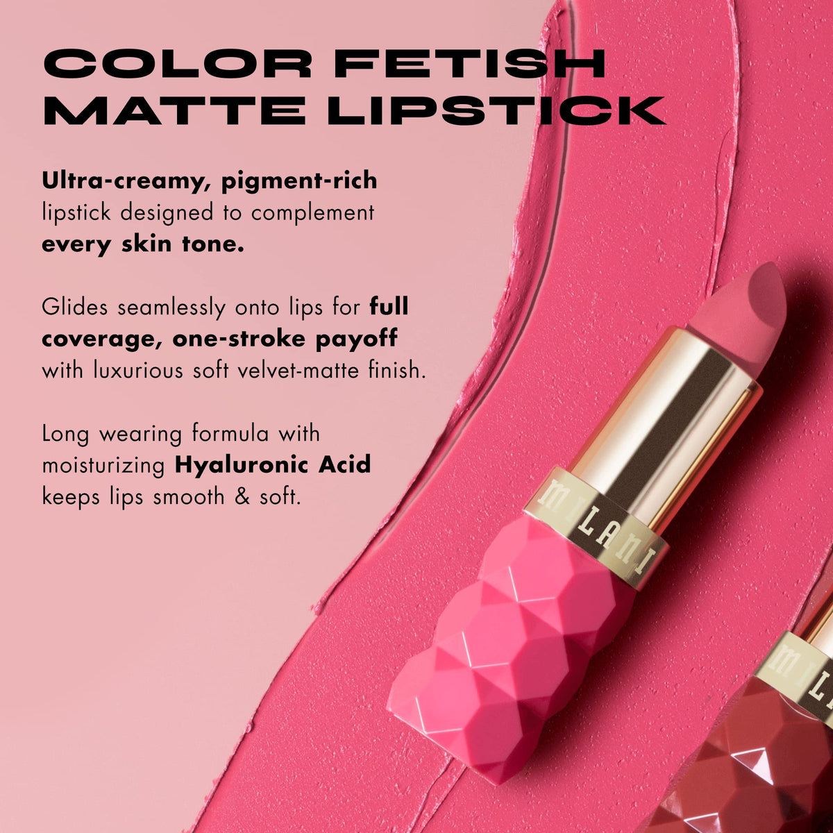 Milani, Labial en barra Mate, Color Fetish Lipstick Matte Flora (Blossom)