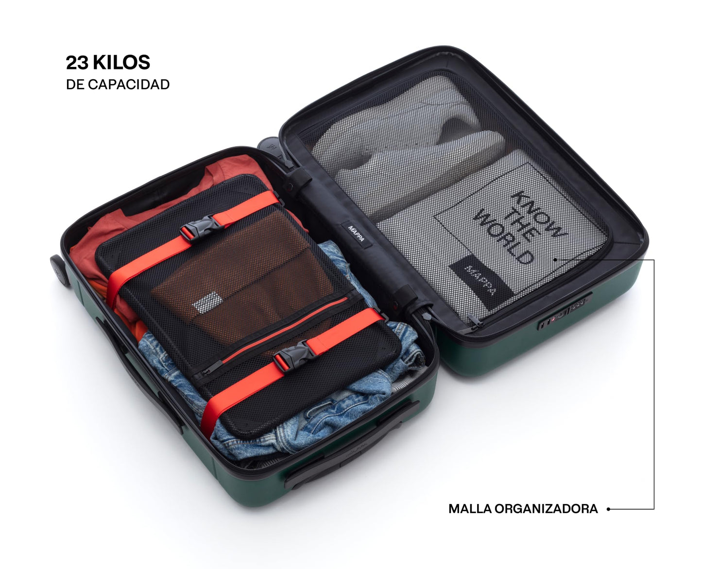 Mappa Original - Maleta de Viaje Rígida Garantía 10 Años 100% Makrolon Alemán, Ruedas Giratorias 360 Tecnología Hinomoto, Candado TSA, Pad de Compresión, Maleta para Documentar 28 pulgadas Color Negro