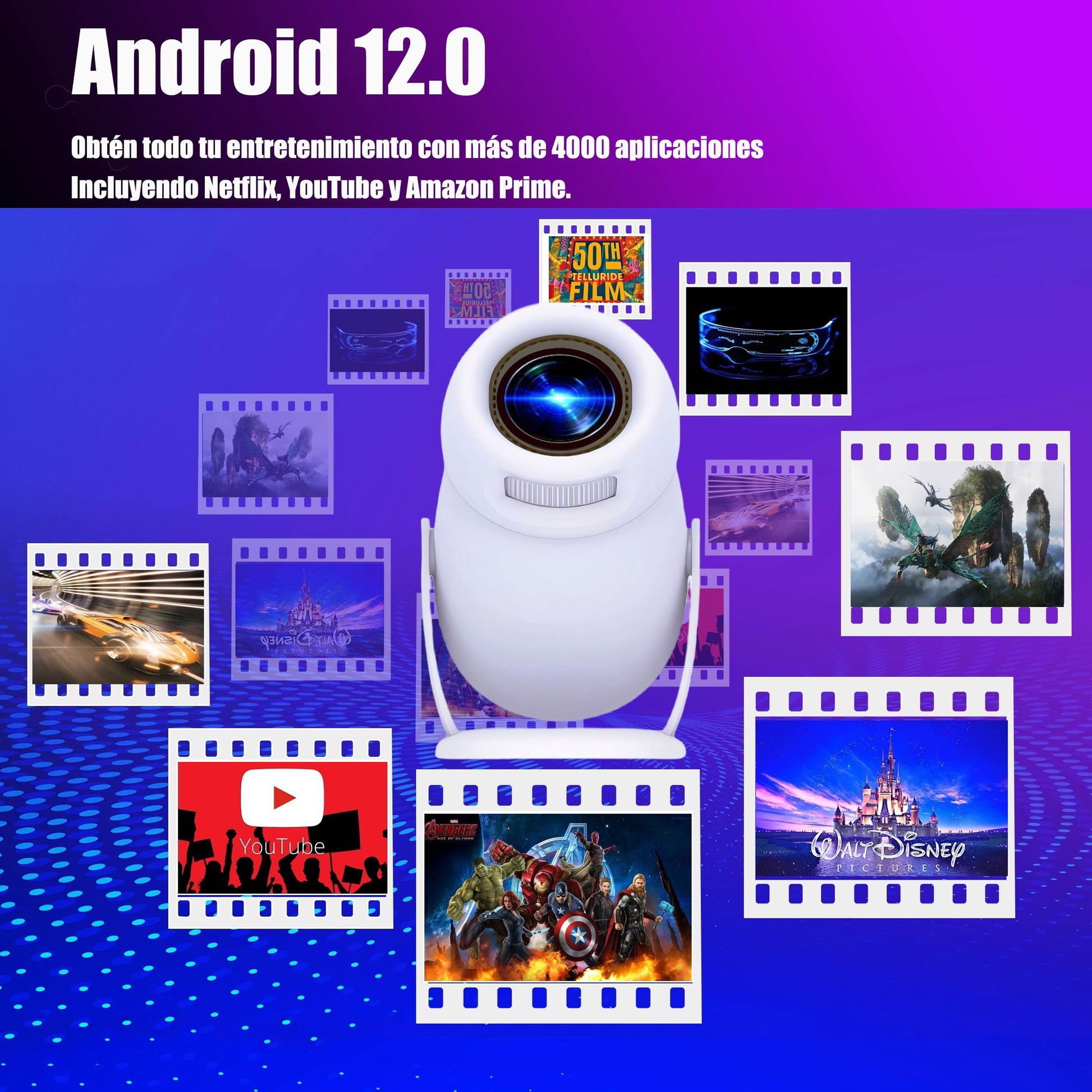 Proyector Portátil ORYU 4k Full HD Android 12 Bluetooth 10000 Lúmenes Auto Keystone