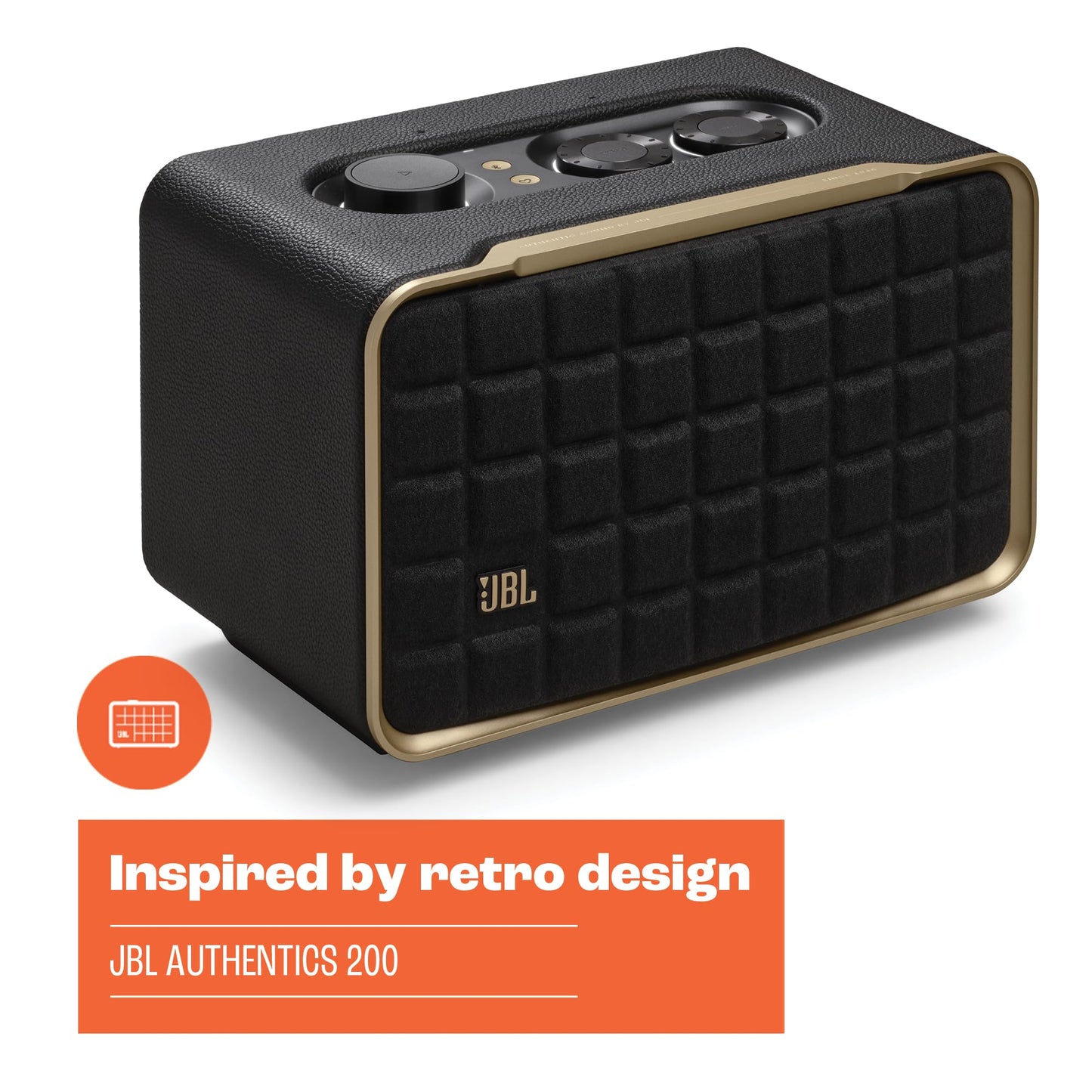 JBL Authentics 200 Bocina Inalámbrica Wi-Fi/Bluetooth, 90W de Potencia, Ajuste Automático, Asistentes de Voz - Negro