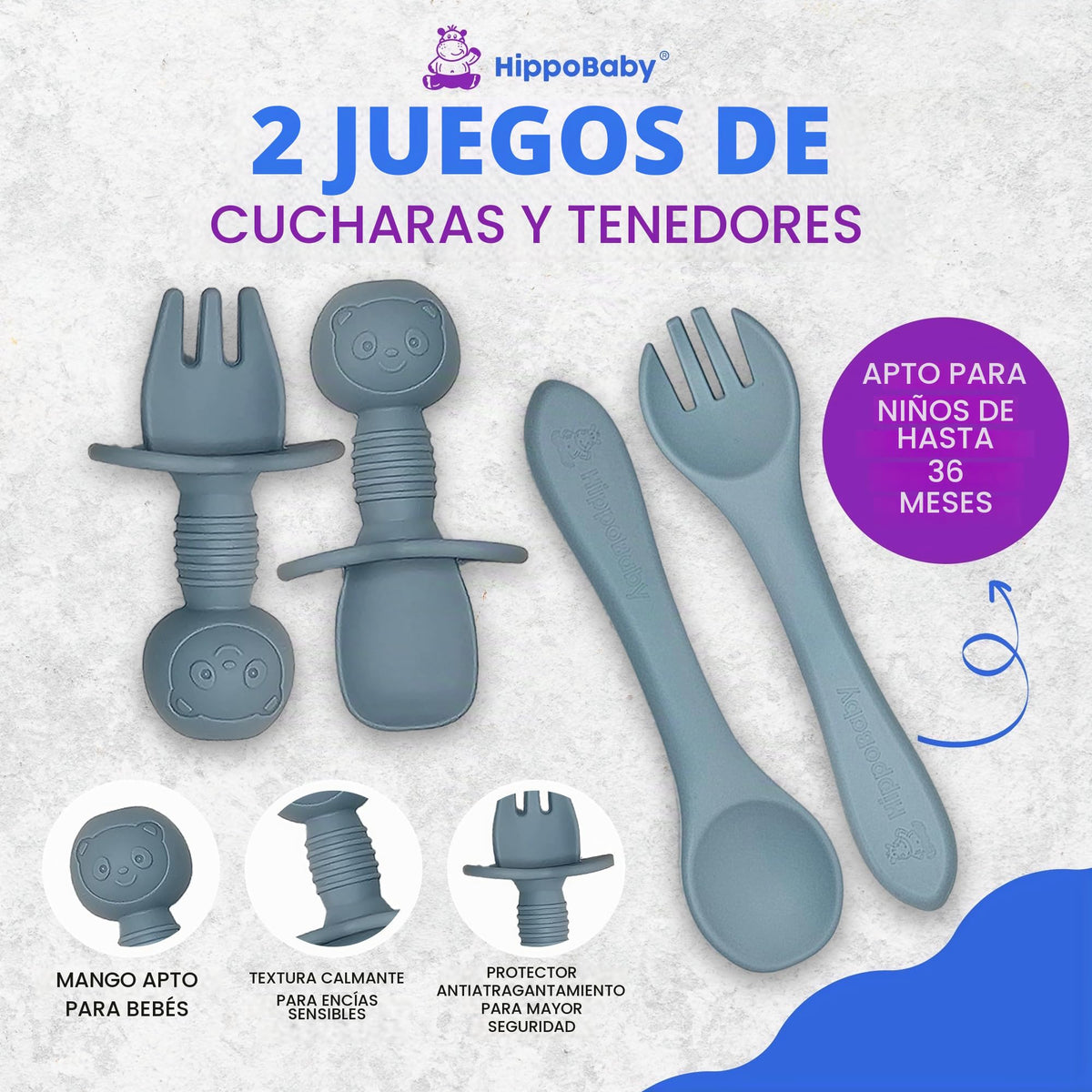 VERSAINSECT Led Weaning Supplies | 10 Piece Silicone Feeding Set | Baby Toddler Bib Cup Divided Plate and Bowl Self Feeding Spoons Dish Set | Baby Utensils | Toddler Feeding Supplies (Blue)