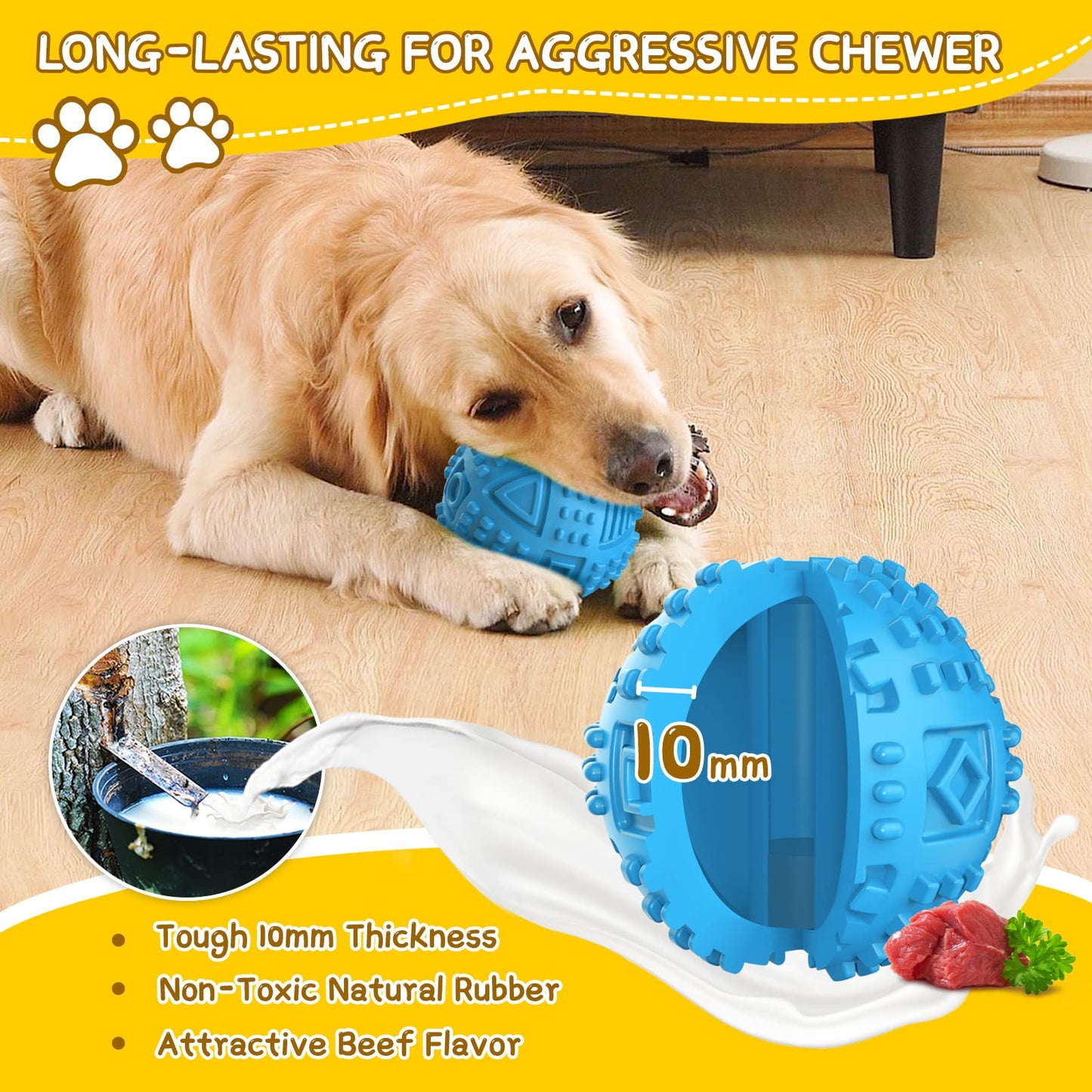 Bolas para perros dispensadoras de juguetes para perros, bolas de regalo para perros IQ para perros grandes, juguetes para perros chirriantes para masticadores agresivos, juguetes interactivos de goma duraderos para masticar perros, juguetes de enriquecim