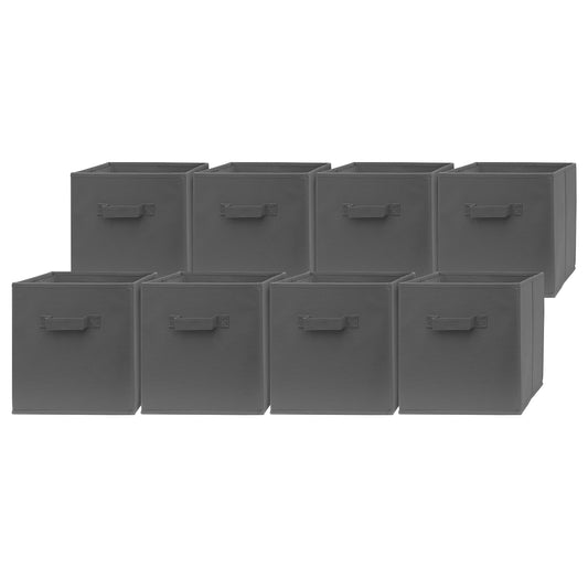 Pomatree Cubos de Almacenamiento de Tela - Paquete de 8 - Contenedores Organizadores de Almacenamiento de Cubos | Asas en Ambos Lados | Cubo de Almacenamiento Plegable para Hogar, Habitación de Niños