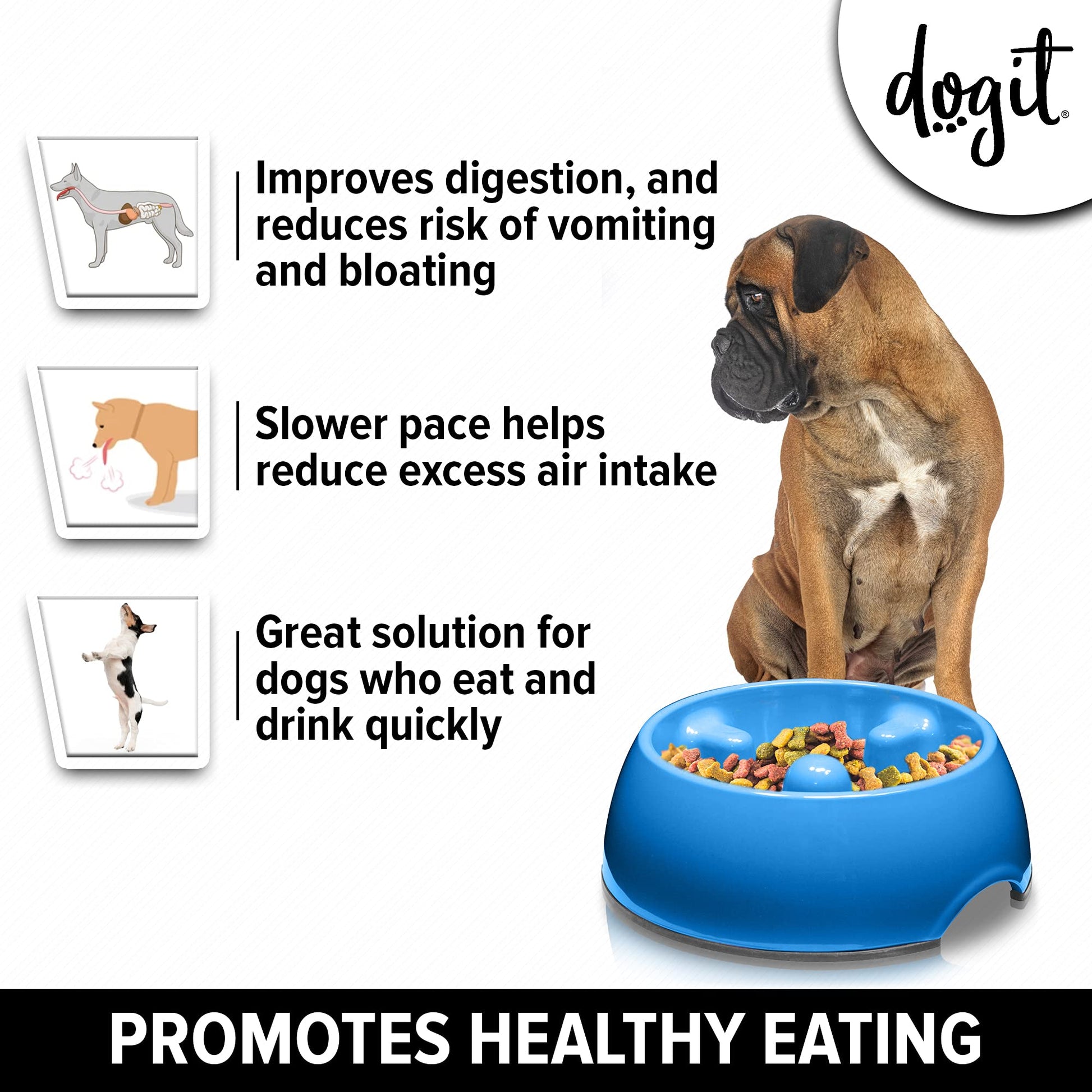Comedero Lento Dogit Azul Anti-Gulping para Perros M