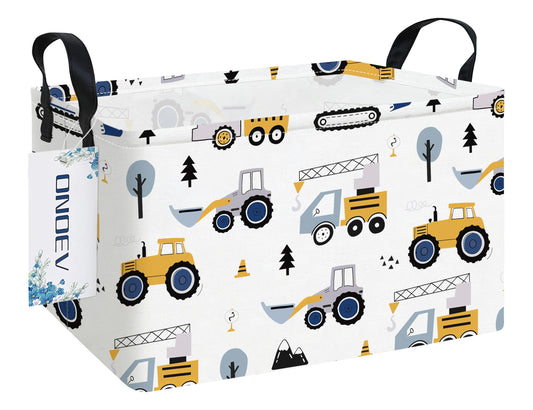 ONOEV Cesta Rectangular para la Ropa Sucia de niños, Organizador de Juguetes, Cesta de Regalo, Excavadora para vehículos forestales, decoración de habitación (Excavadora)