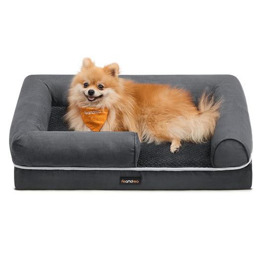 Cama Ortopédica para Perros Feandrea Gris Oscuro con Funda Extraíble y Lavable