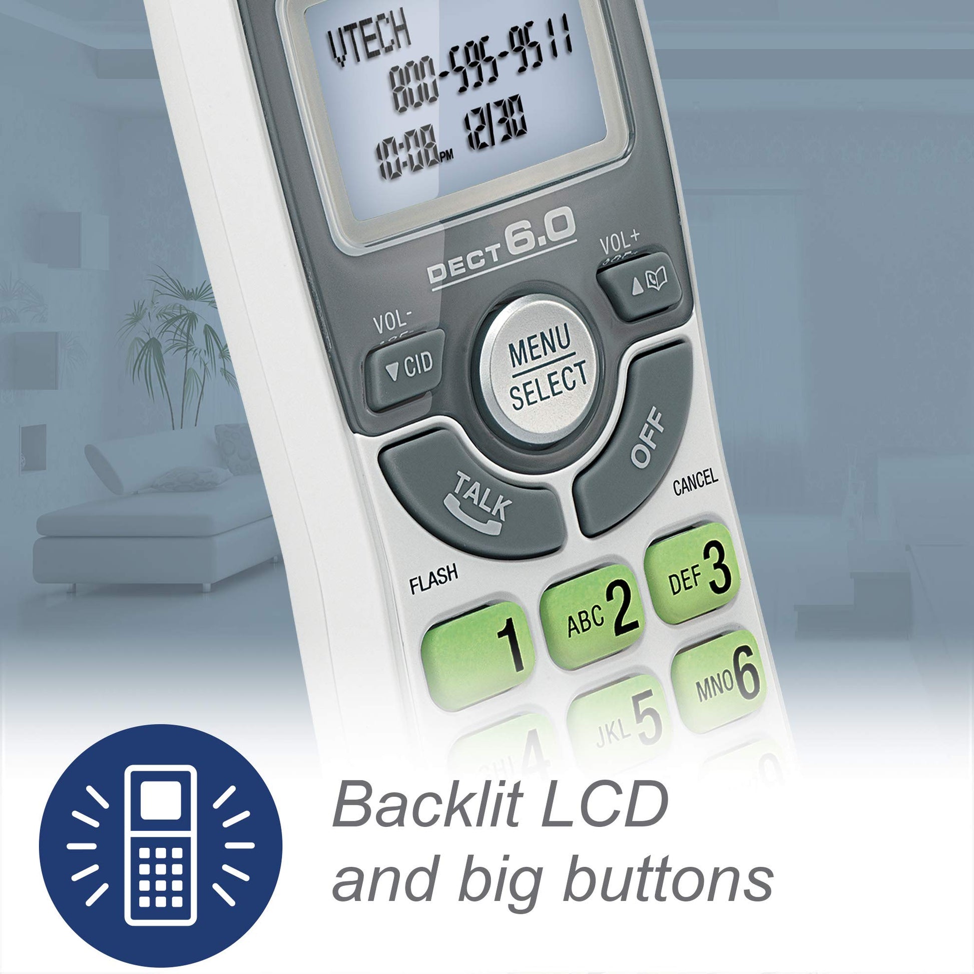Telefono Inalambrico Vtech Detec 6.0 Digital Cs6114 Blanco