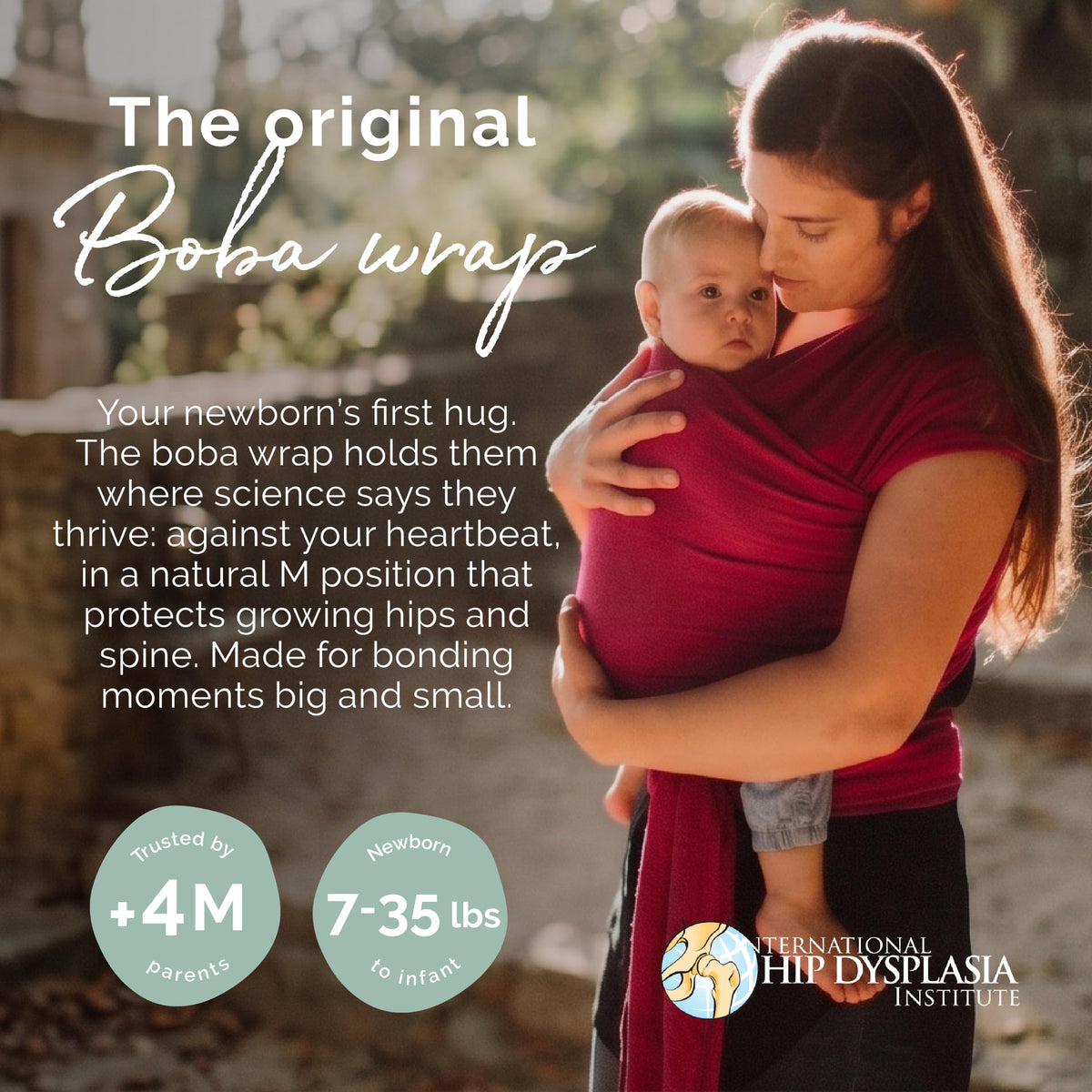 Boba Fular Elástico Portabebé Boba Wrap, para Bebés Recién Nacidos y Niños Hasta 16 Kg (Sangria)