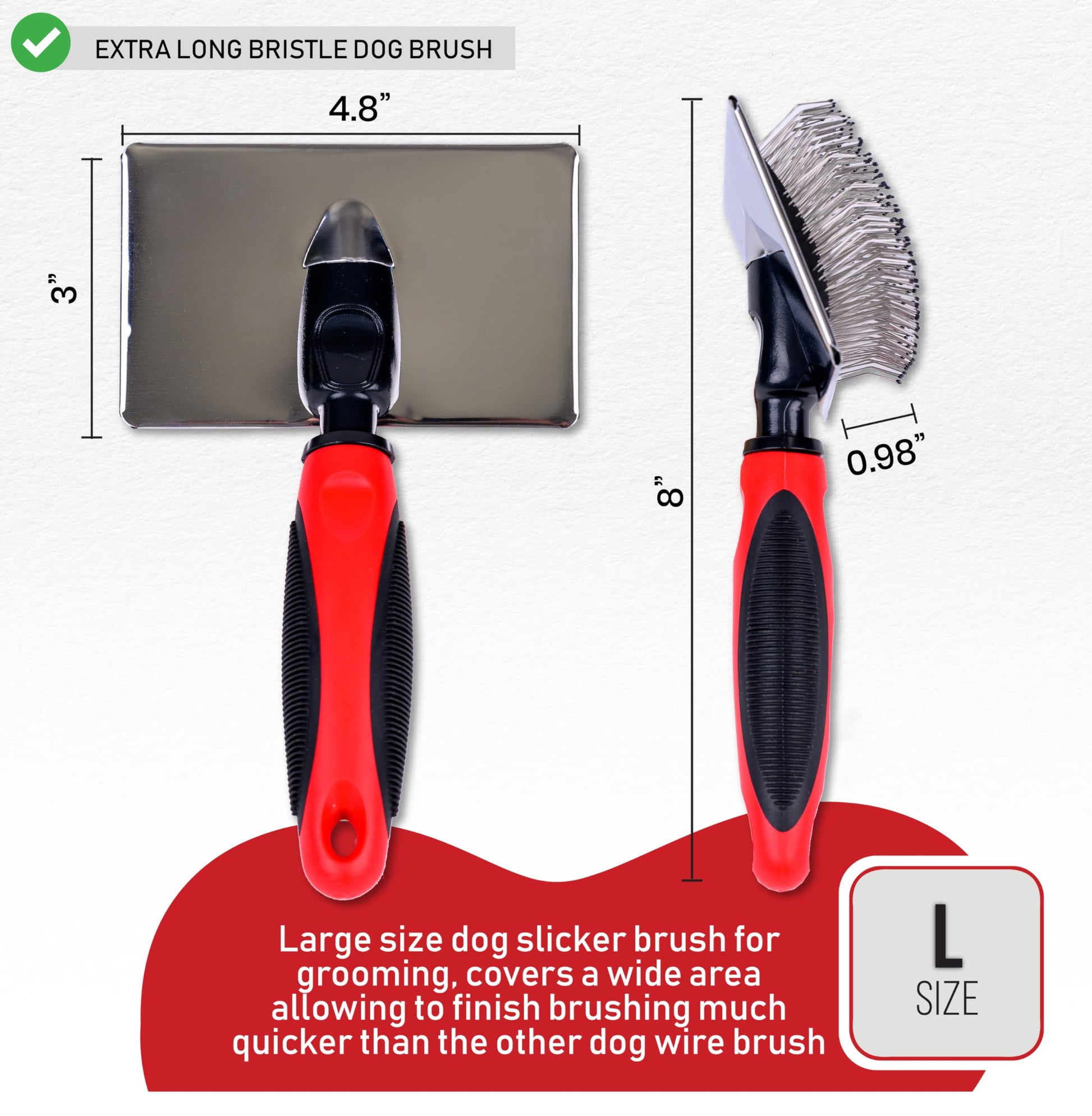 Cepillo de Pelo Slicker para Mascotas Profesional con Puntas de Bola Protectoras para Perros y Gatos de Pelo Largo