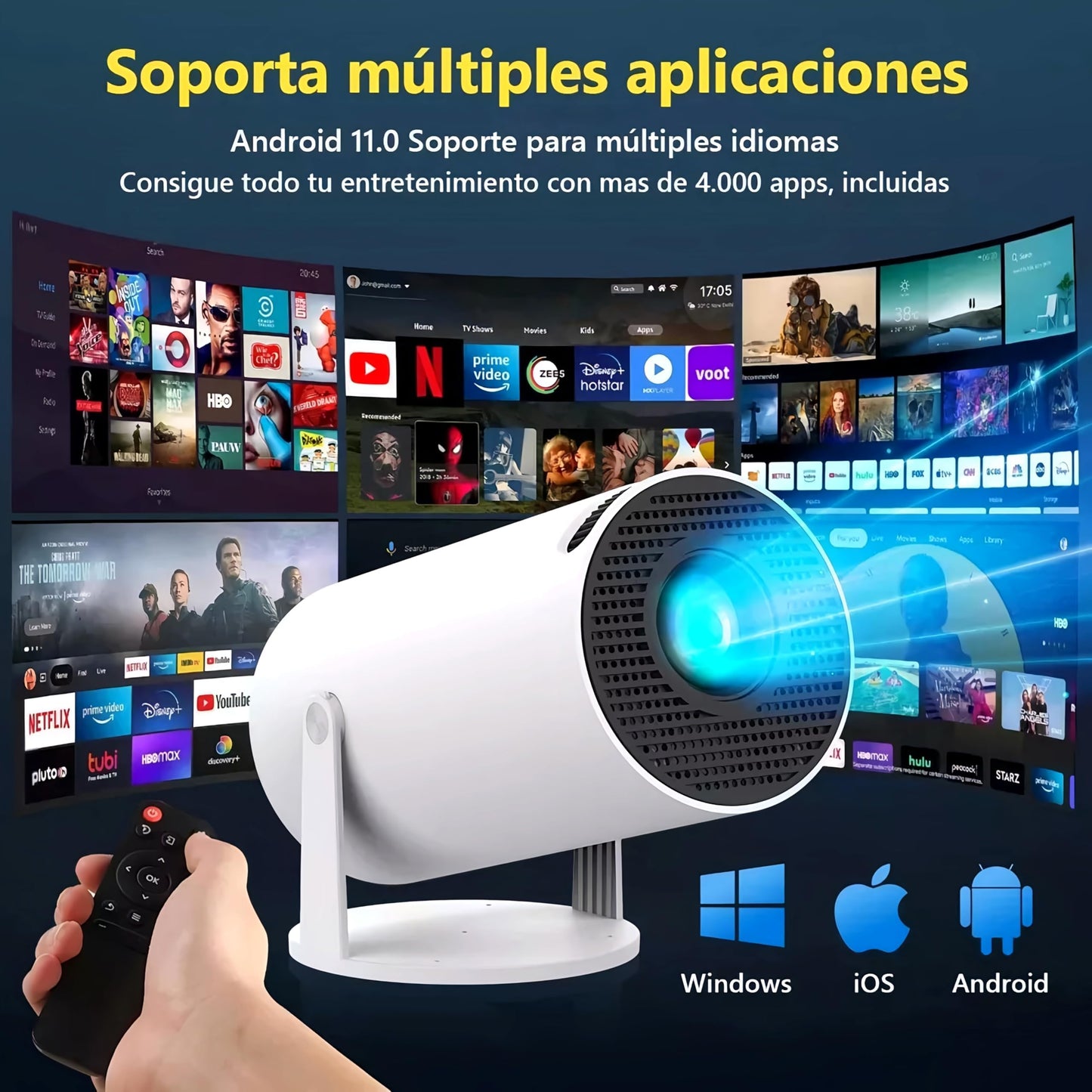 Mini Portable Projector 4K WiFi 6 BT 5.2 Upgraded Portable Projector Full HD Supported for Phone /PC /TV /HDMI /PS5 /Laptop Auto Keystone Home Theater 180° Rotation [Built-in App] White