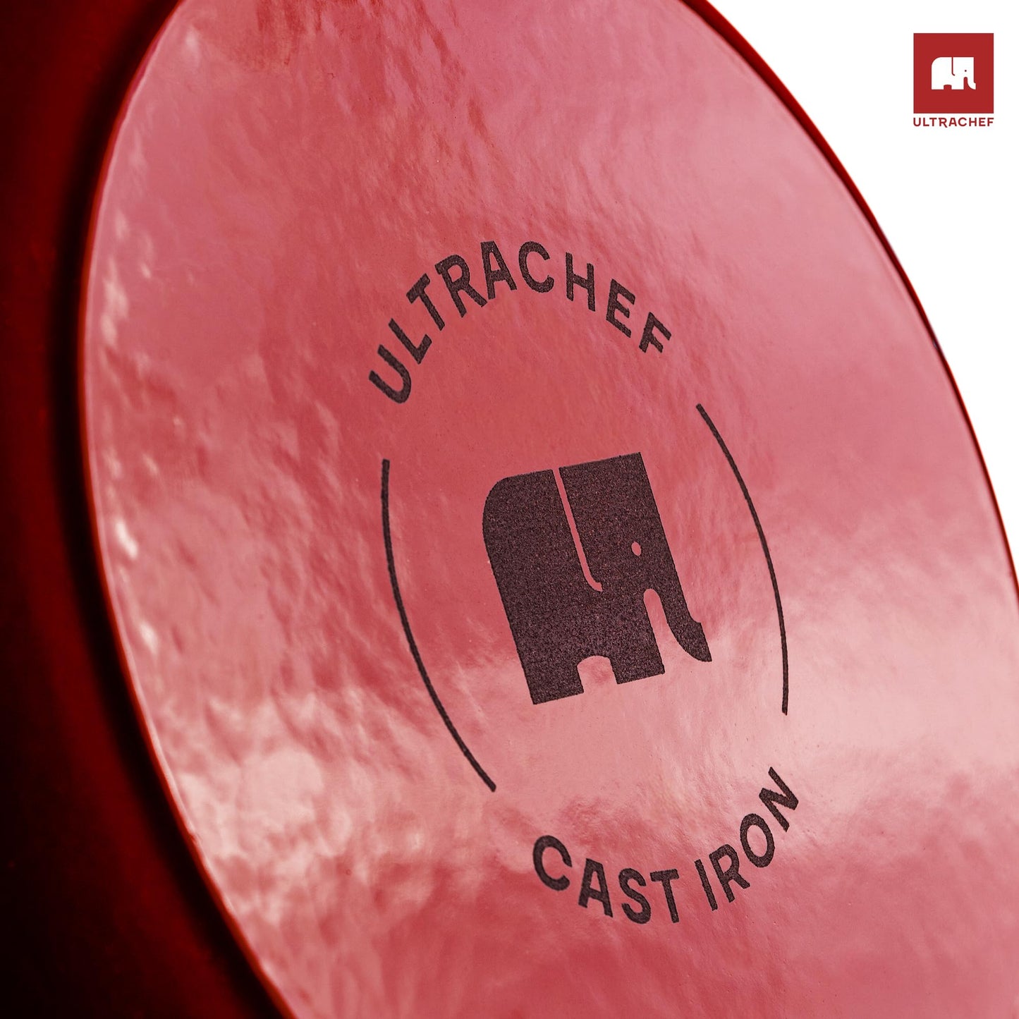 ULTRACHEF Olla de Hierro Fundido Esmaltado para Estufa y Horno | Horno Holandés Cubierto de Hierro Fundido | Dutch Oven | Redonda | Tamaño 24 cm, Capacidad 3.8 Litros, Rojo