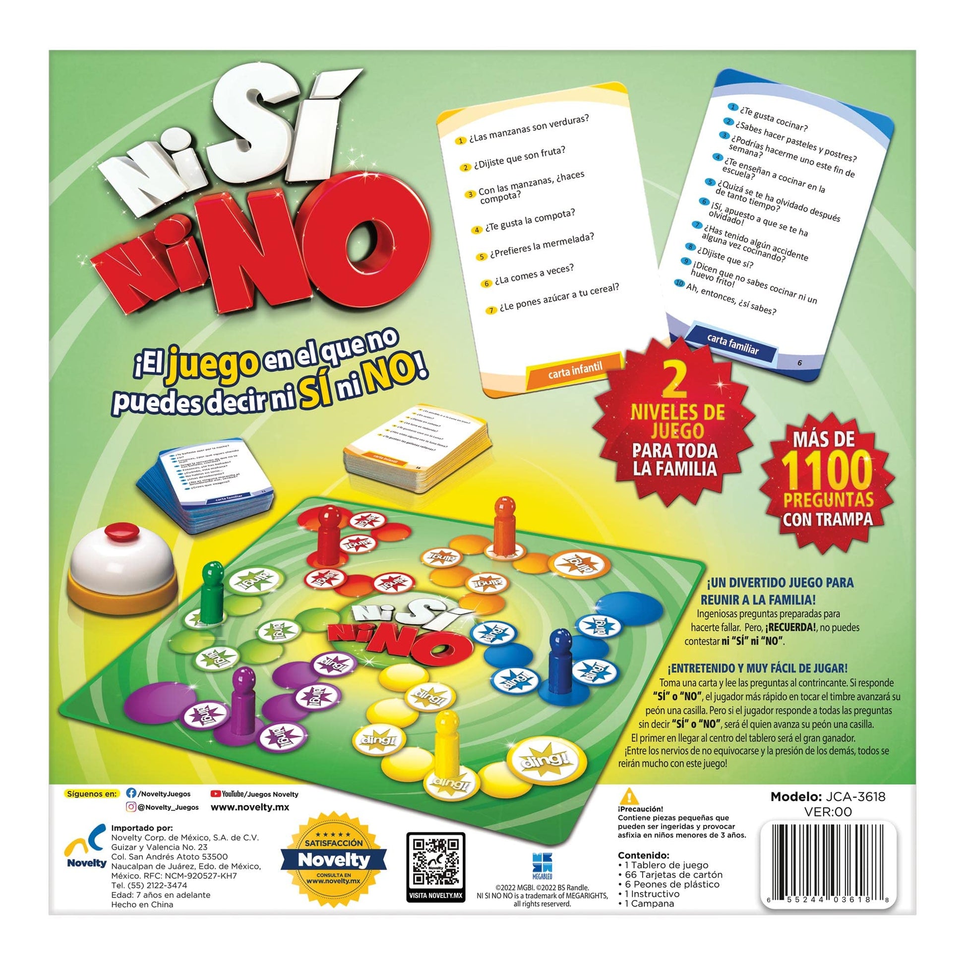 Juego de Mesa Novelty Corp Ni Si Ni No 2-4 Jugadores Tradicionales 8+ Años