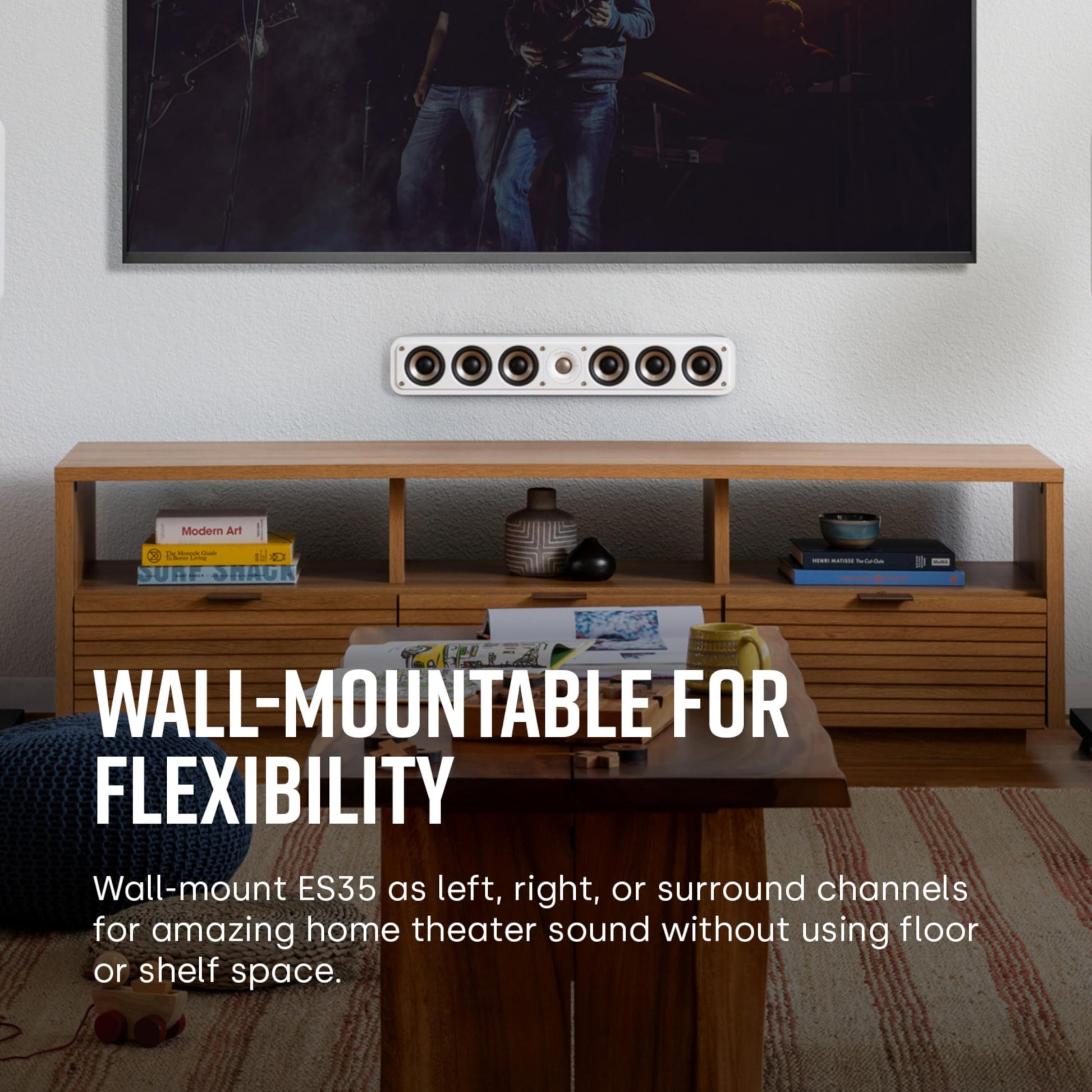 Polk Audio Signature Elite ES35 - Altavoz de Canal Central Delgado, Color Blanco