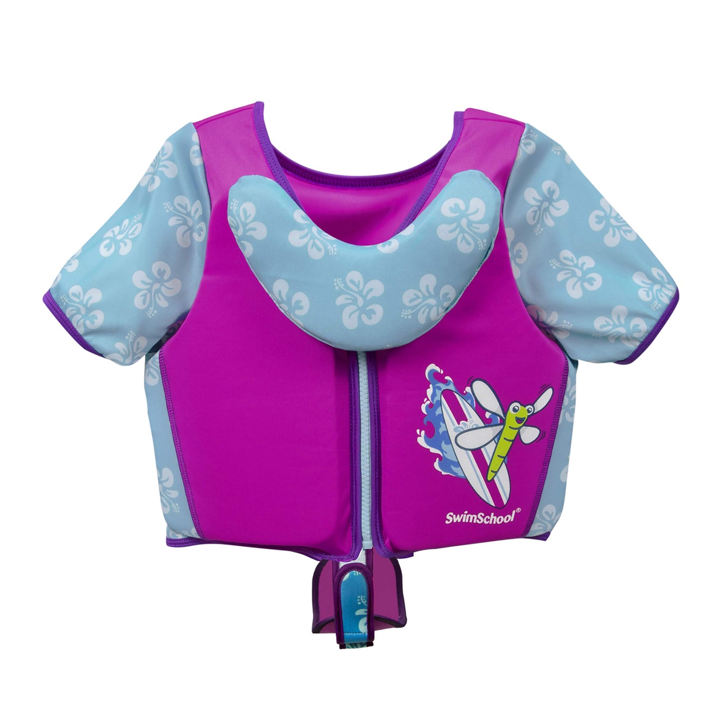 Chaleco de Natación Swimschool Rosa y Aguamarina con Mangas y Correa Ajustable