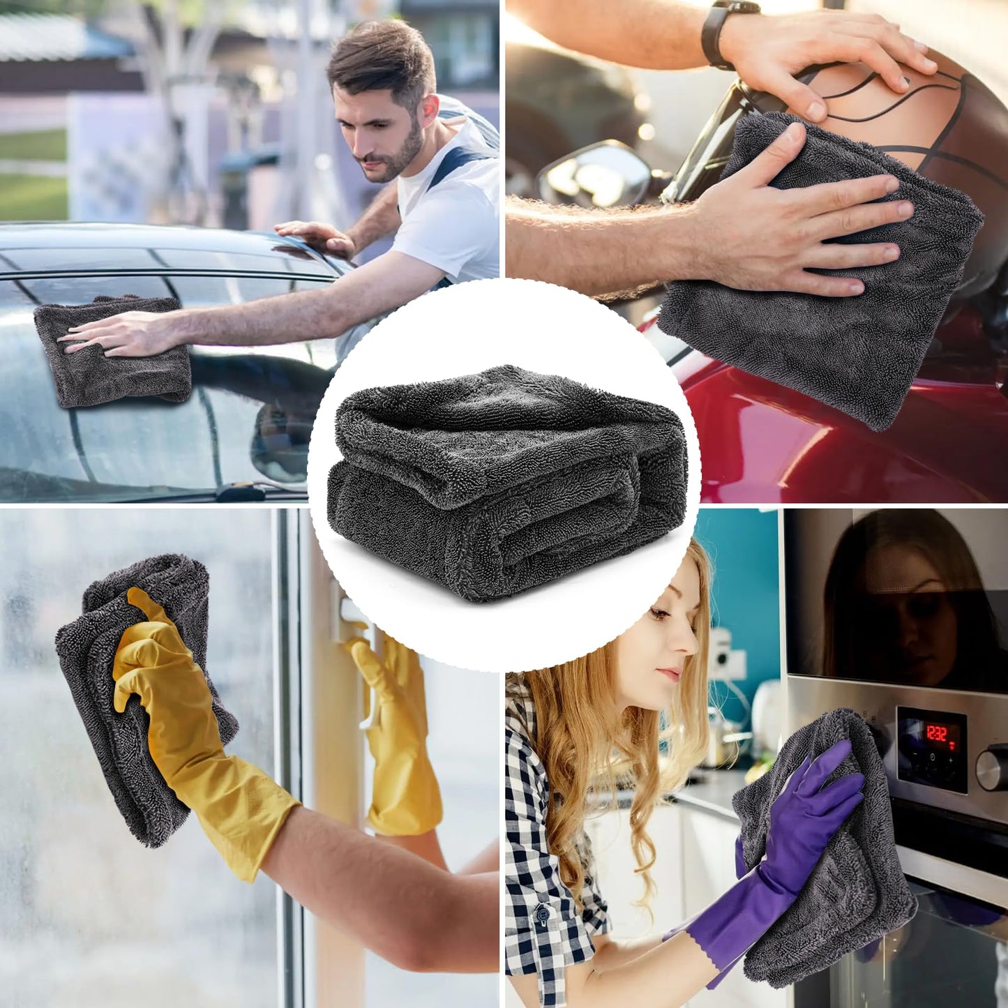 Toallas de Microfibra Mysticline Azul, Ultra Absorbentes sin Pelusa Residual para Coches