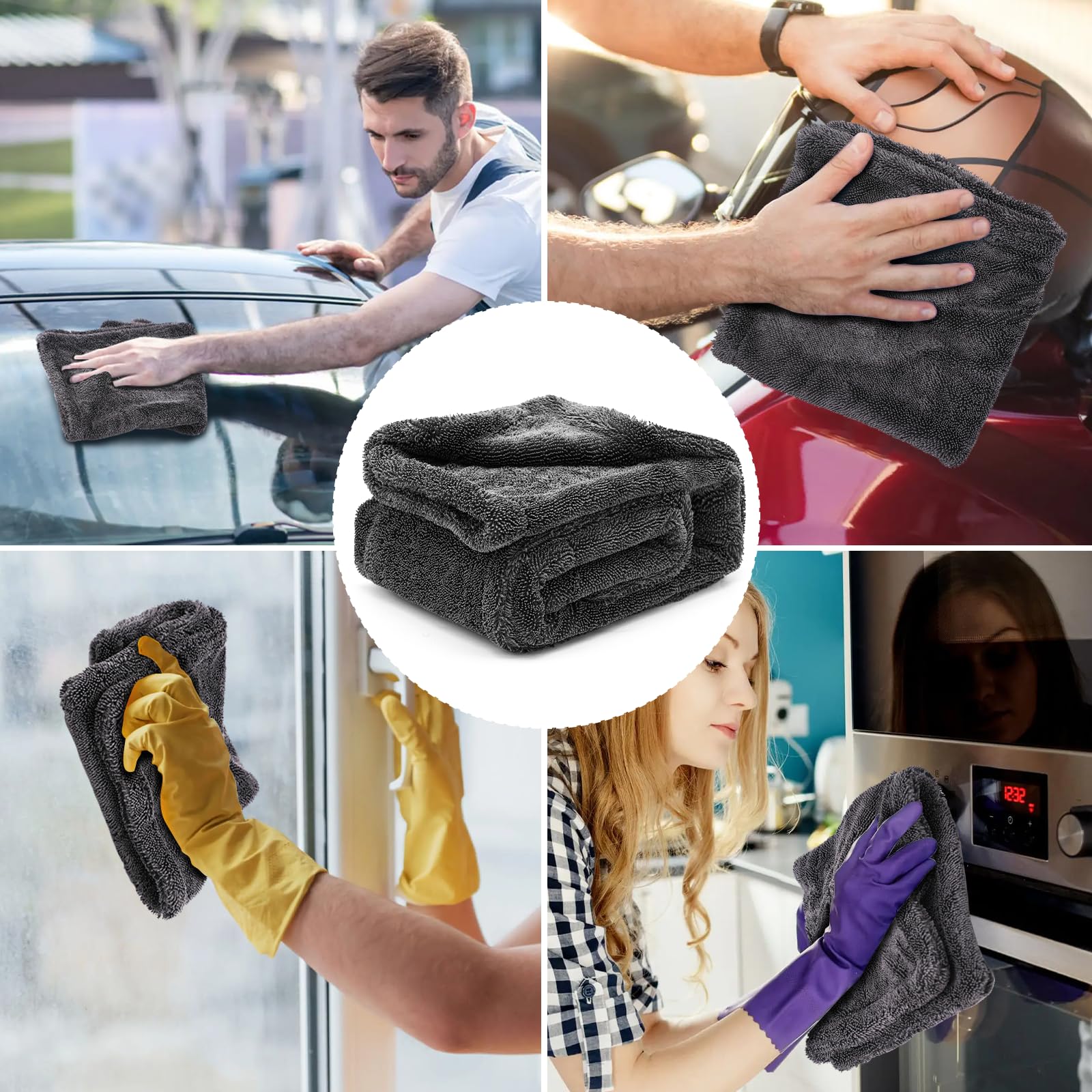 Toallas de Microfibra Mysticline Azul, Ultra Absorbentes sin Pelusa Residual para Coches