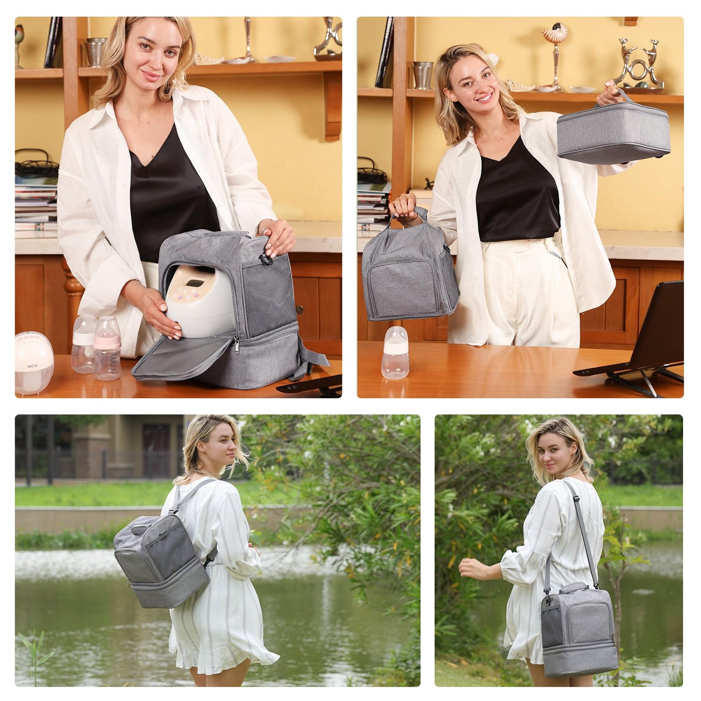 NCVI - Bolsa para extractor de leche materna extraíble de doble capa para Spectra S1, S2, Medela, mochila para extraer leche materna con paquete de hielo, bolsa aislada para madres lactantes que