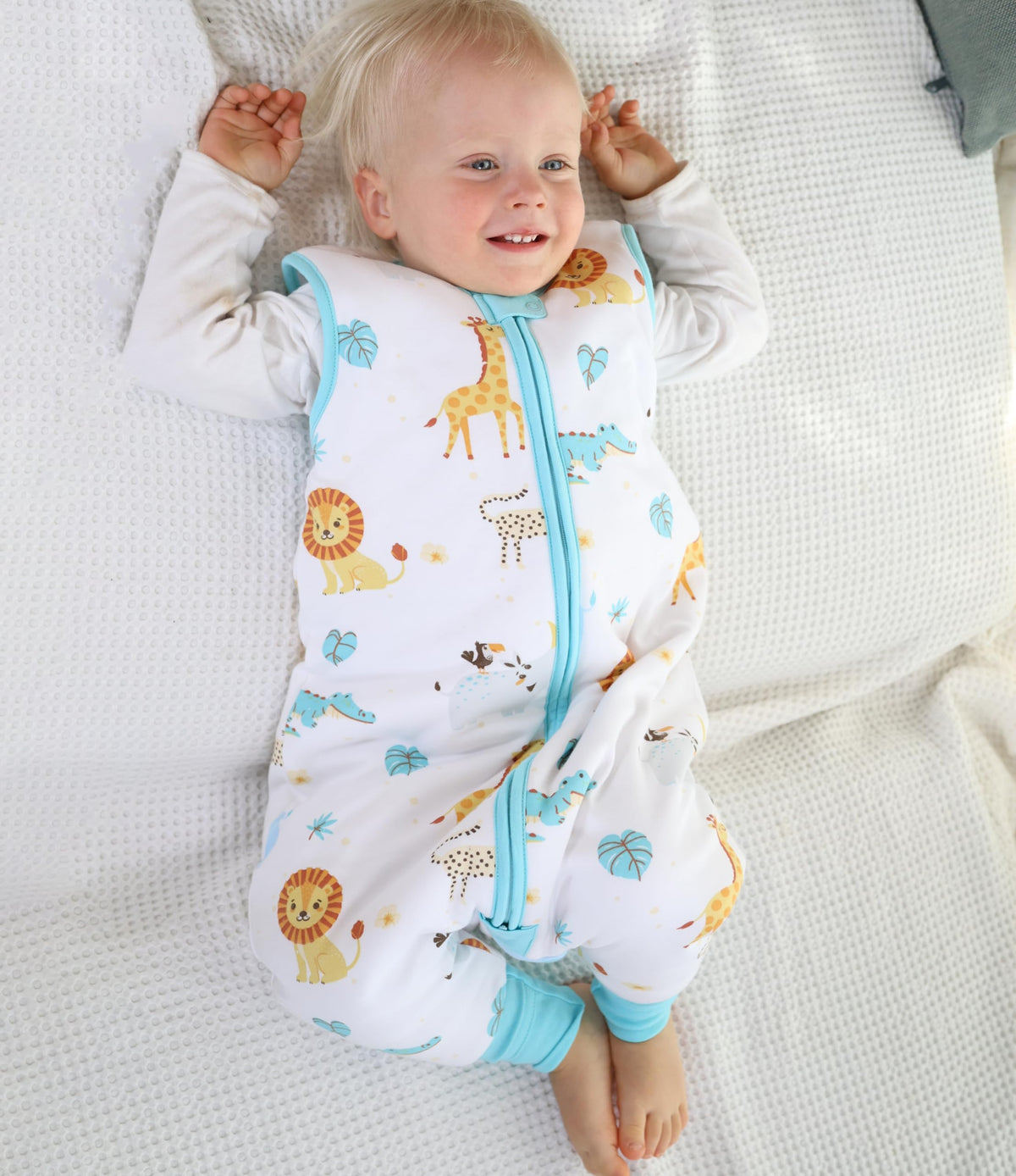 Mama Cheetah Saco de Dormir para Niños Pequeños con Pies, 0.5 TOG Mantas Portátiles de Algodón Orgánico para Bebés con Piernas, Saco de Dormir para Bebés que Caminan, Caminante Temprano 6-18 Meses