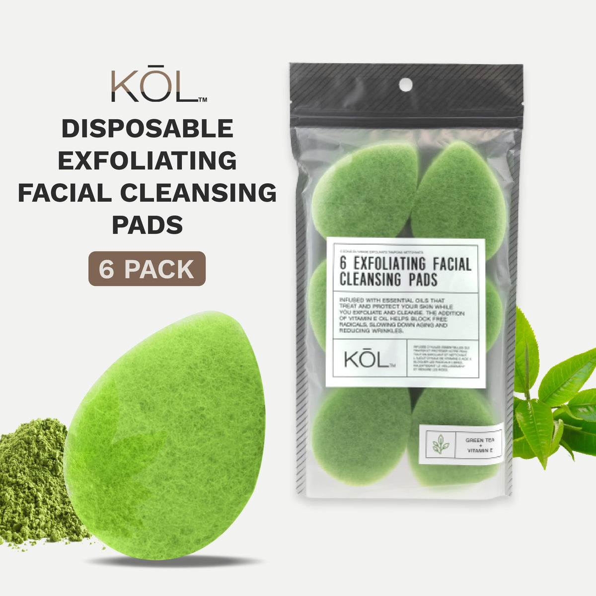 Almohadillas Exfoliantes Faciales Infusión Té Verde Desechables