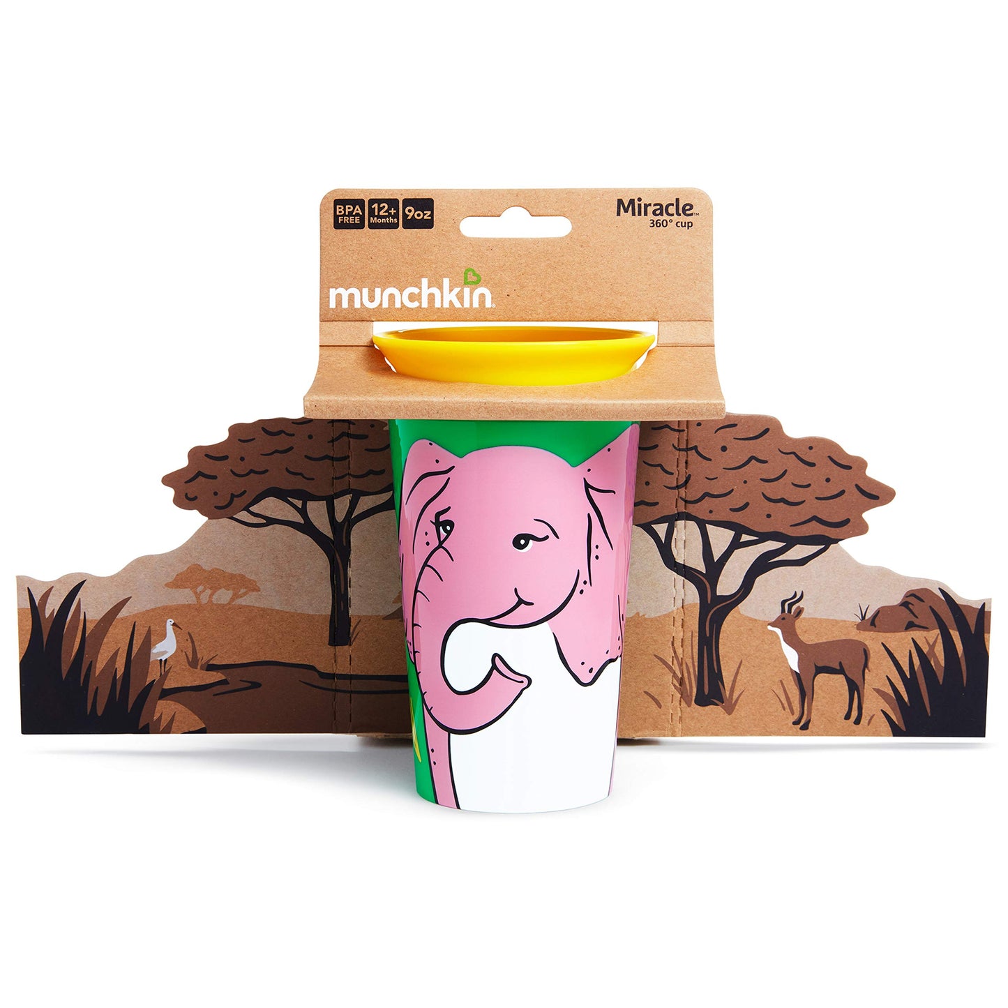 Munchkin Miracle 360 Wildlove - Taza de desayuno, 8 onzas, diseño de elefante