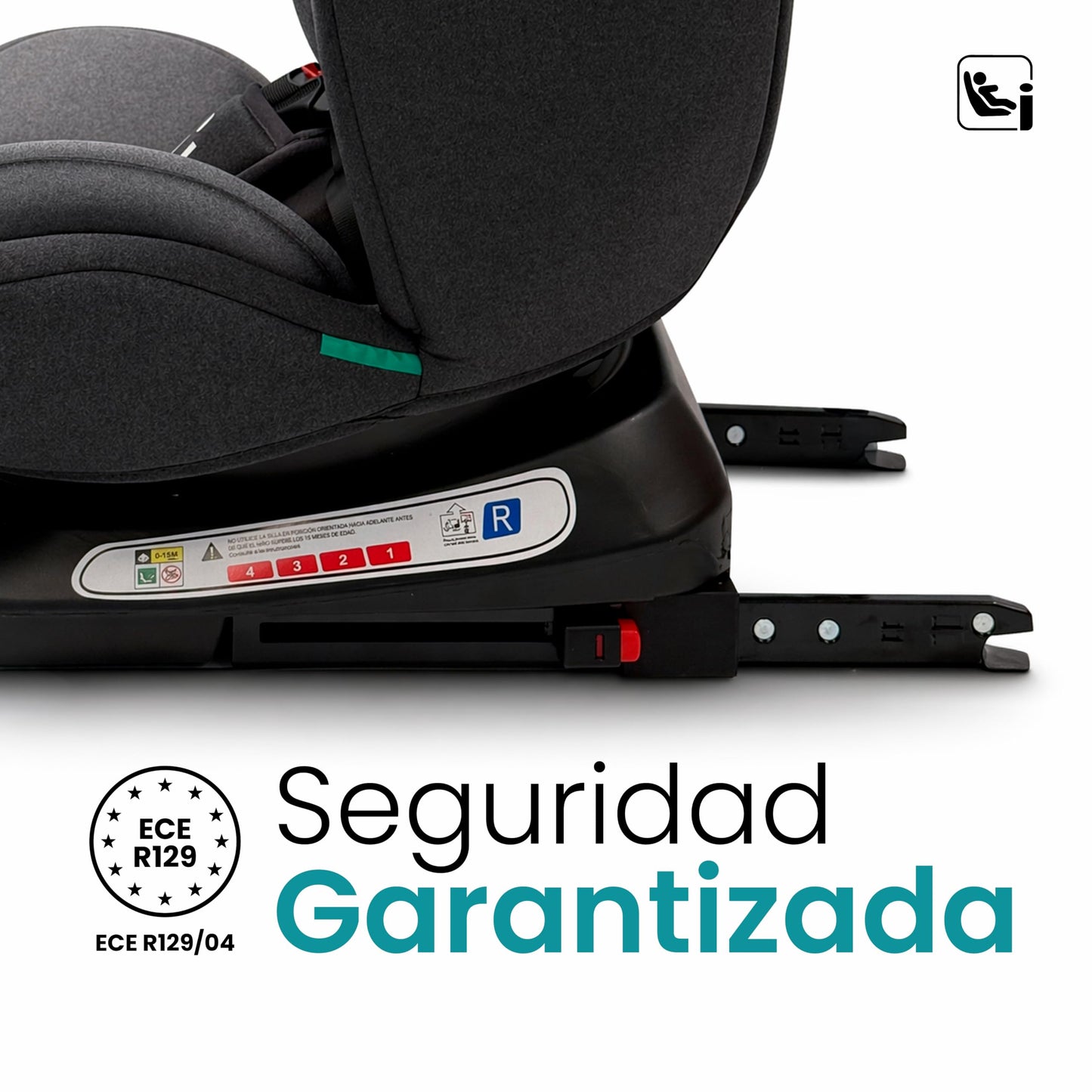 Amulay Autoasiento Baku 360° ISOFIX i-Size, 0 a 12 Años, Gris y Negro