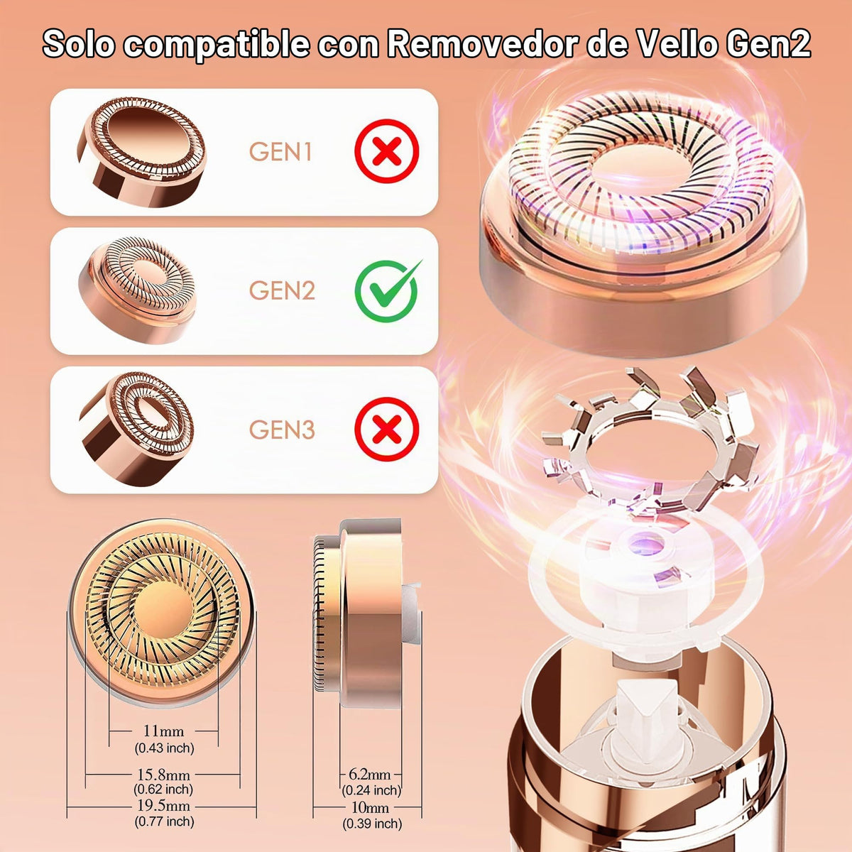 Cabezales de repuesto para el acabado Touch Flawless Facial removedor de vello para mujeres Gen 2, cabezales de repuesto para depilación impecable