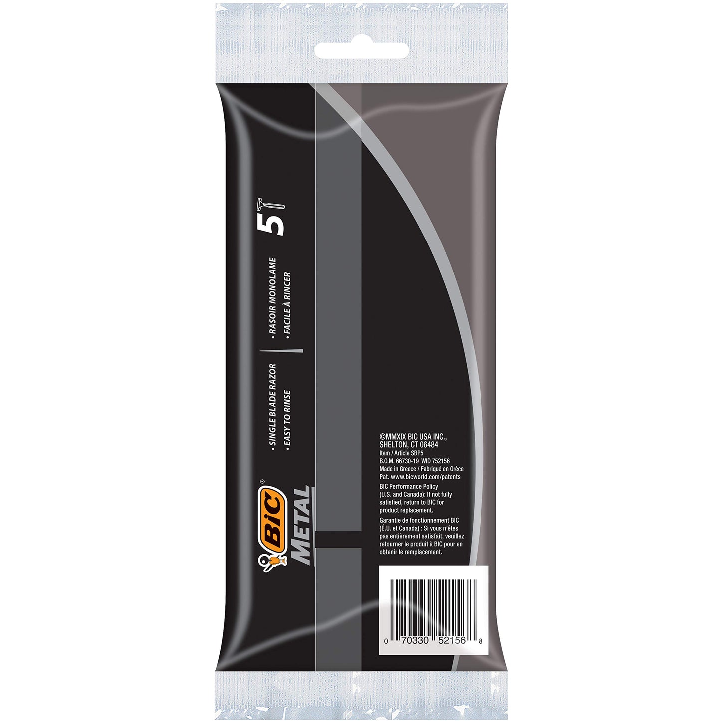 BIC Cuchillas de afeitar desechables de Bic metal, hoja única, 30 unidades (6 paquetes de 5 cuchillas), 30 unidades