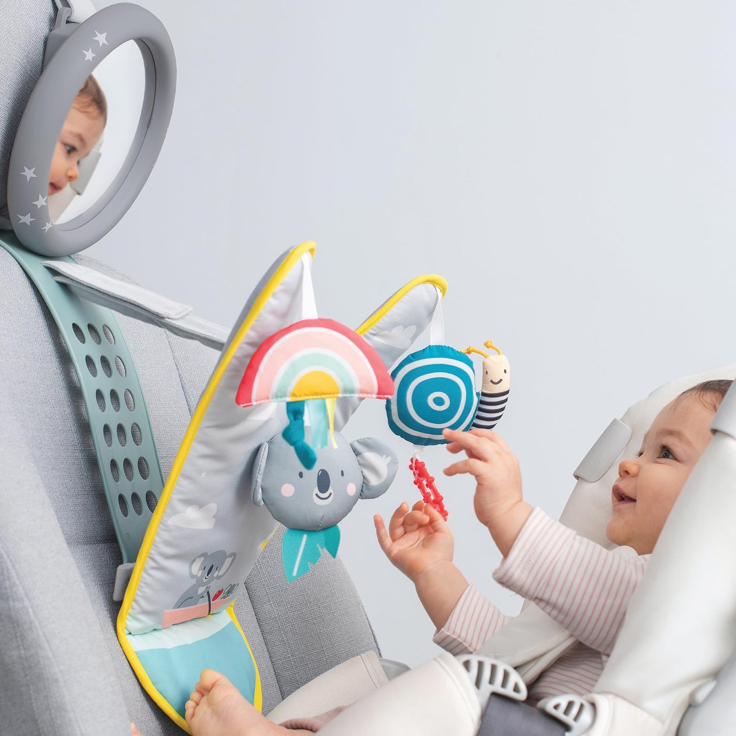 Taf Toys Koala in-Car Play Centre Parent and Baby's Travel Companion, Keeps Both Relaxed While Driving. Car Activity Centre with Mirror to Watch Baby from Driver's Seat, for and up