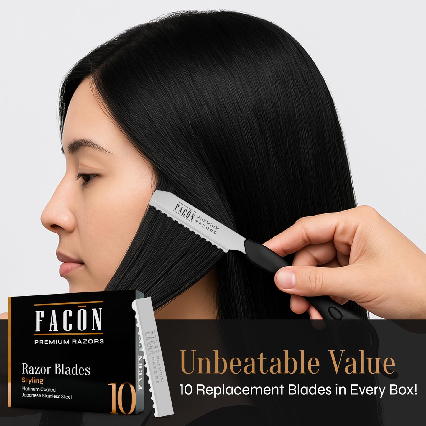 Maquinilla de afeitar profesional de Facón para estilizar el cabello y texturizar el cabello + 10 cuchillas de repuesto