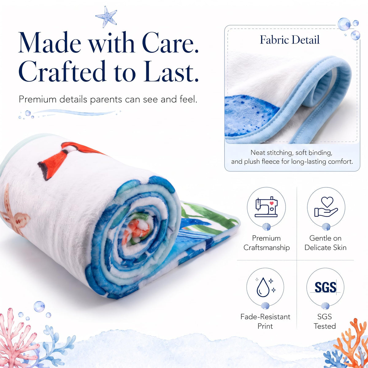 InnerSafe - Manta de hitos para bebé, diseño original, manta mensual de hitos para bebé, para niño y niña, manta de accesorios para fotografía de bebé, 152 x 102 cm, Mundo Oceánico